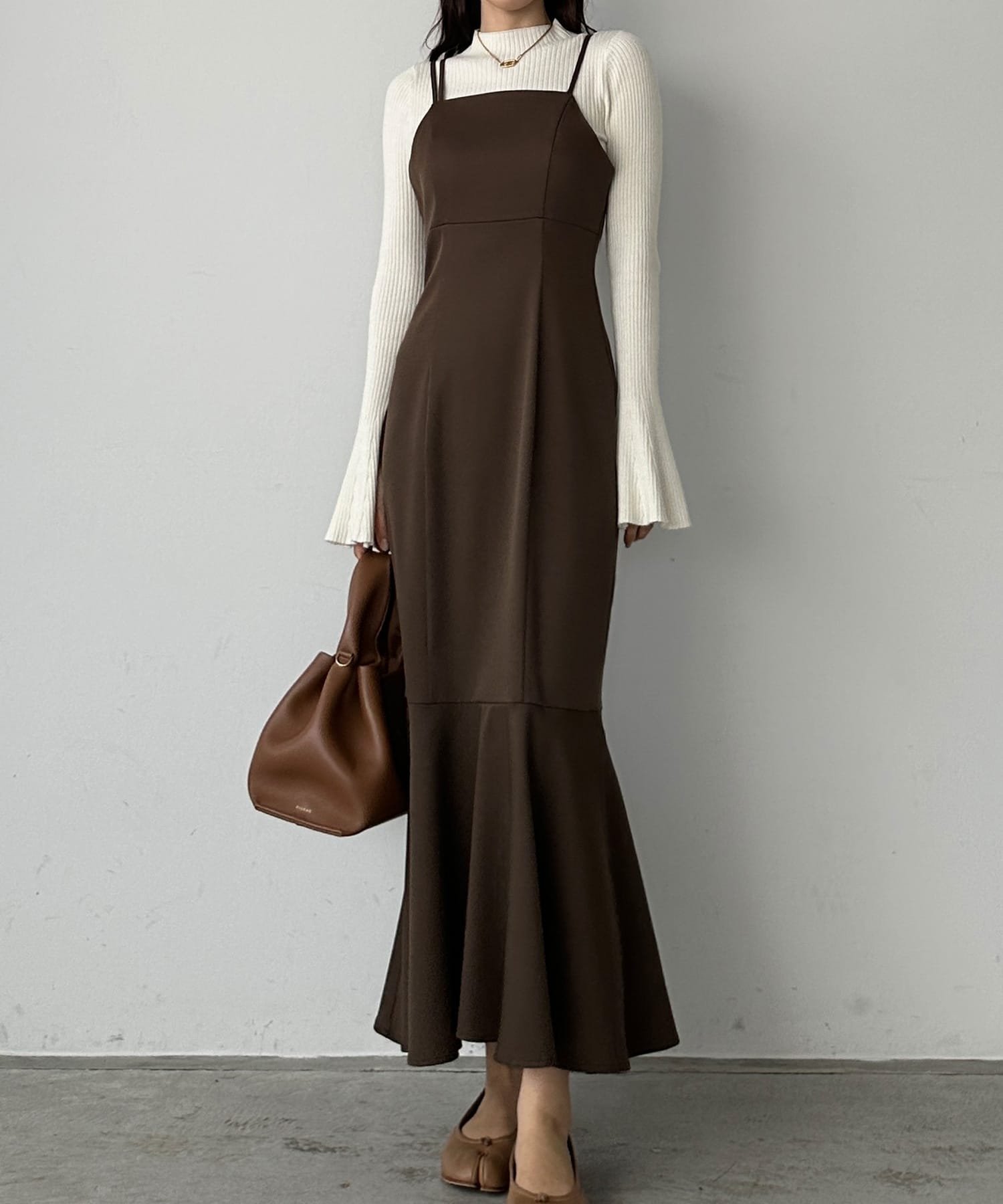 【ジュノア/JUNOAH】のLouere マーメイドキャミワンピース インテリア・キッズ・メンズ・レディースファッション・服の通販 founy(ファニー) 　ファッション　Fashion　レディースファッション　Fashion for Women　ワンピース　Dresses　キャミソールワンピース　Camisole Dresses　ブラウン|ID: prp329100004601251 ipo3291000000032713889