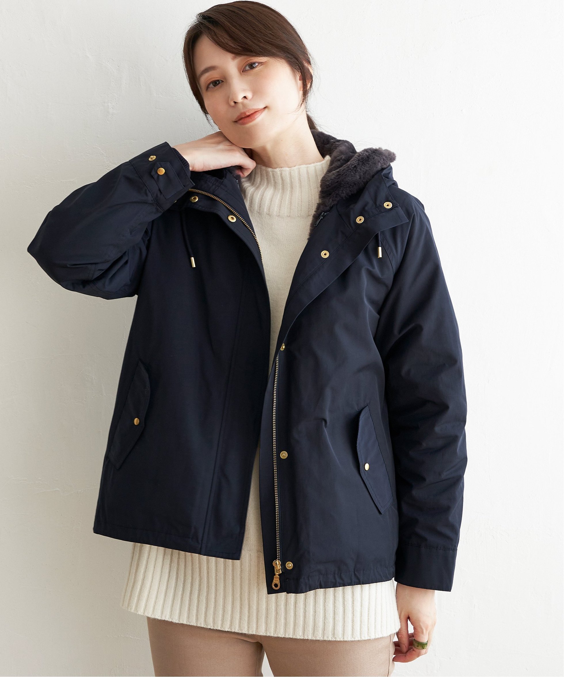 【イッカ/ikka】の撥水ライナー付き3WAYマウンテンパーカー インテリア・キッズ・メンズ・レディースファッション・服の通販 founy(ファニー) 　ファッション　Fashion　レディースファッション　Fashion for Women　トップス・カットソー　Cut & Sew Tops　レディースパーカー・カジュアルフーディー　Casual Hoodies & Sweatshirts　ショート　Short, Short Length　パーカー　Hoodie, Parka　フェイクファー　Faux Fur, Imitation Fur　ライナー　Liner, Inner Layer　ネイビーブルー|ID: prp329100004601252 ipo3291000000032713893