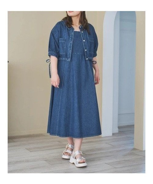 【その他のブランド/Other】のSET デニムジャケット キャミワンピース インテリア・キッズ・メンズ・レディースファッション・服の通販 founy(ファニー) 　ファッション　Fashion　レディースファッション　Fashion for Women　アウター　Coat / Outerwear Collection　レディースジャケット・軽アウター　Jackets　デニムジャケット / カジュアルアウター　Denim Jackets　ワンピース　Dresses　キャミソールワンピース　Camisole Dresses　おすすめ　Recommended / Our Picks　カットソー　Cut and Sewn Top　キャミワンピース　Cami Dress, Slip Dress　ジャケット　Jacket, Outerwear　デニム　Denim, Jeans Material　リボン　Ribbon, Bow　半袖　Short Sleeve, Half Sleeve　紺|ID: prp329100004601255 ipo3291000000032713912