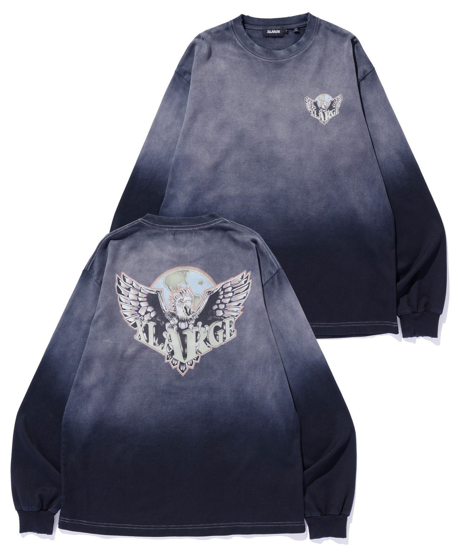 【エクストララージ/XLARGE】のEAGLE WINGS TO THE WORLD L/S TEE 【XLARGE】 インテリア・キッズ・メンズ・レディースファッション・服の通販 founy(ファニー) 　ファッション　Fashion　レディースファッション　Fashion for Women　グラフィック　Graphic, Graphic Design　フロント　Front, Front Design　ブリーチ　Bleach, Washed Finish　プリント　Print, Printed Pattern　ベーシック　Basic, Essential　長袖　Long Sleeve, Full Sleeve　BLACK|ID: prp329100004601258 ipo3291000000032713923