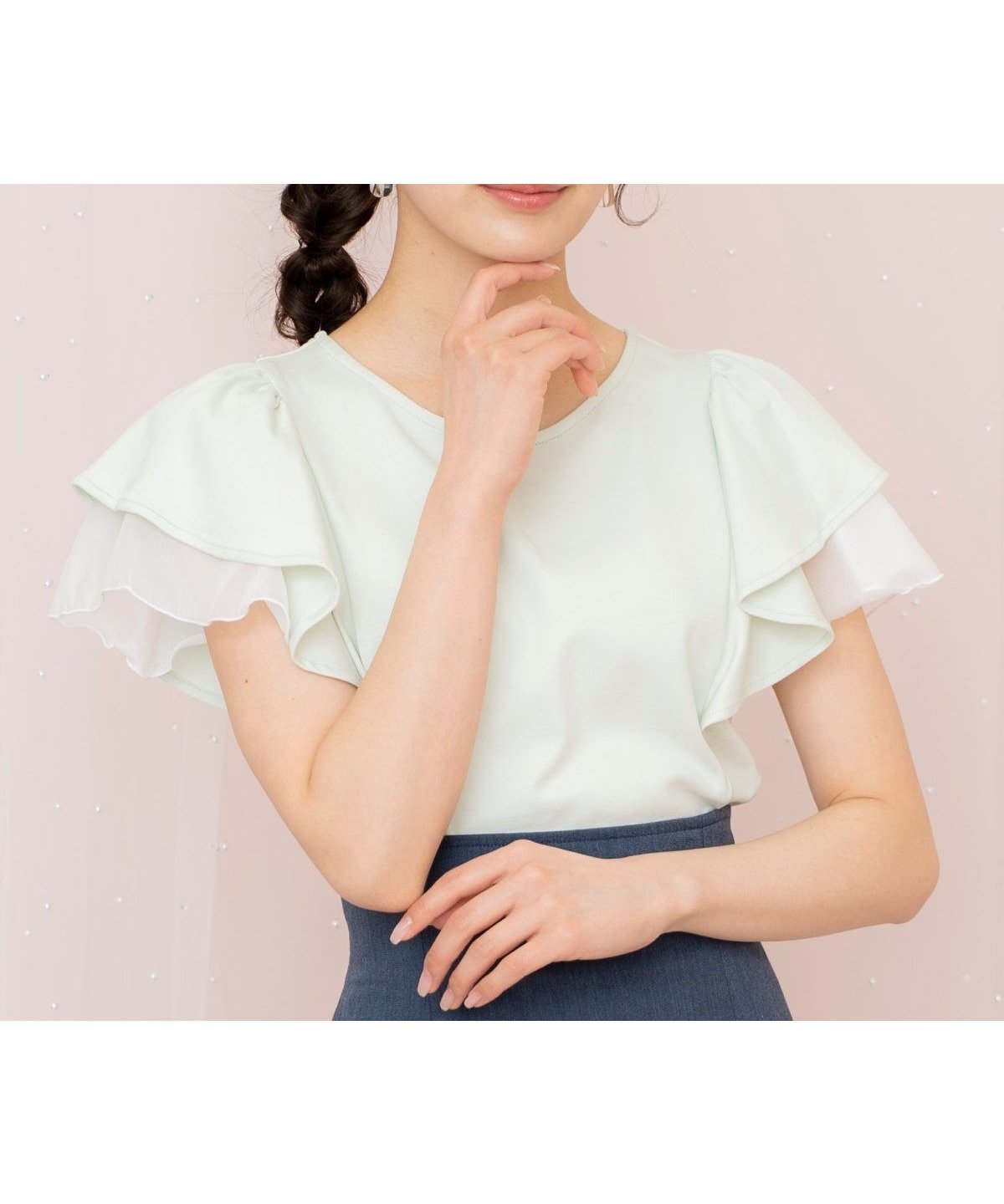 【ウィルセレクション/WILLSELECTION】のフレアスリーブTシャツ インテリア・キッズ・メンズ・レディースファッション・服の通販 founy(ファニー) 　ファッション　Fashion　レディースファッション　Fashion for Women　トップス・カットソー　Cut & Sew Tops　シャツ・ブラウス・オフィスカジュアル　Elegant Blouses & Button-Ups　ロングTシャツ・Tシャツ　Longline T-Shirts & Tees　シアー　Sheer, See-Through　シンプル　Simple, Minimal　スリーブ　Sleeve, Long Sleeve / Short Sleeve　フェミニン　Feminine, Girly　フレア　Flare, Flared　リボン　Ribbon, Bow　夏　Summer　無地　Plain, Solid Color　ミント|ID: prp329100004601270 ipo3291000000032714047