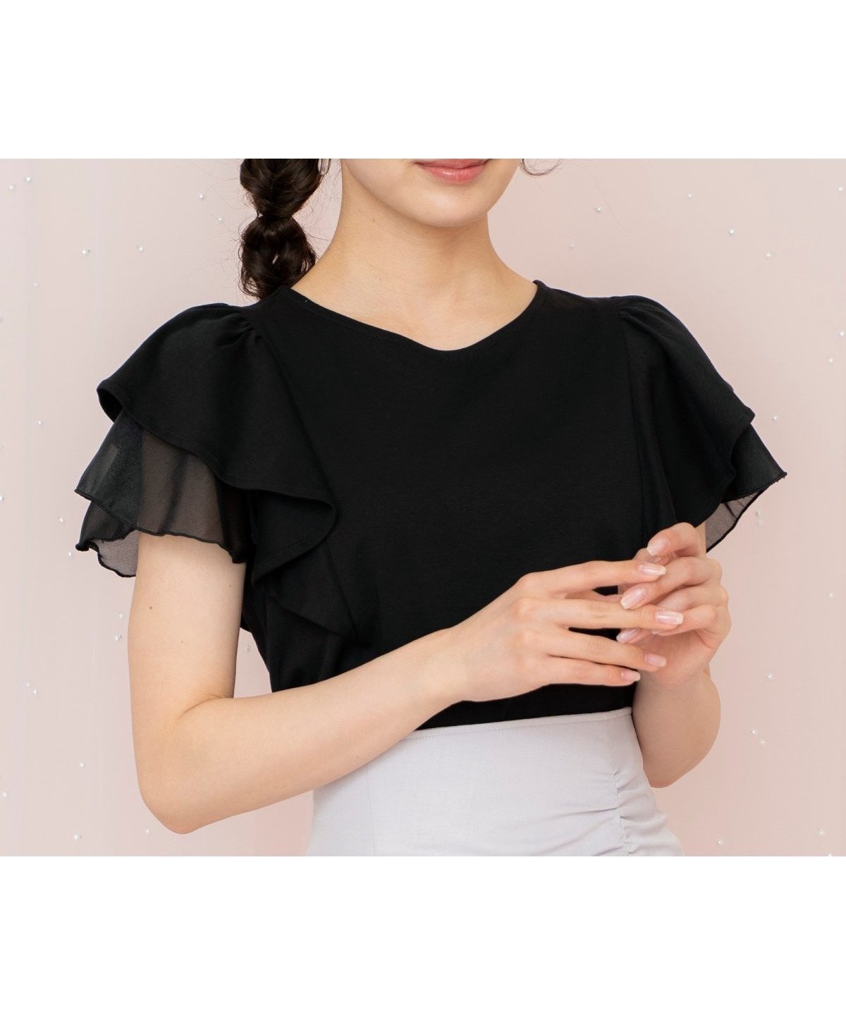 【ウィルセレクション/WILLSELECTION】のフレアスリーブTシャツ インテリア・キッズ・メンズ・レディースファッション・服の通販 founy(ファニー) 　ファッション　Fashion　レディースファッション　Fashion for Women　トップス・カットソー　Cut & Sew Tops　シャツ・ブラウス・オフィスカジュアル　Elegant Blouses & Button-Ups　ロングTシャツ・Tシャツ　Longline T-Shirts & Tees　シアー　Sheer, See-Through　シンプル　Simple, Minimal　スリーブ　Sleeve, Long Sleeve / Short Sleeve　フェミニン　Feminine, Girly　フレア　Flare, Flared　リボン　Ribbon, Bow　夏　Summer　無地　Plain, Solid Color　ブラック|ID: prp329100004601270 ipo3291000000032714049