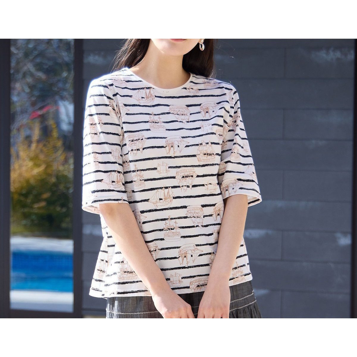 【ミゼール/MISSEL】の【洗える・日本製・綿100%】ship border Tシャツ 人気、トレンドファッション・服の通販 founy(ファニー) 　ファッション　Fashion　レディースファッション　Fashion for Women　トップス・カットソー　Cut & Sew Tops　シャツ・ブラウス・オフィスカジュアル　Elegant Blouses & Button-Ups　ロングTシャツ・Tシャツ　Longline T-Shirts & Tees　チェック　Check, Plaid, Tartan　ボトム　Bottoms, Lower Wear　ボーダー　Border, Stripe　夏　Summer　日本製　Made In Japan　洗える　Machine Washable　 other-1|ID: prp329100004601280 ipo3291000000032714101