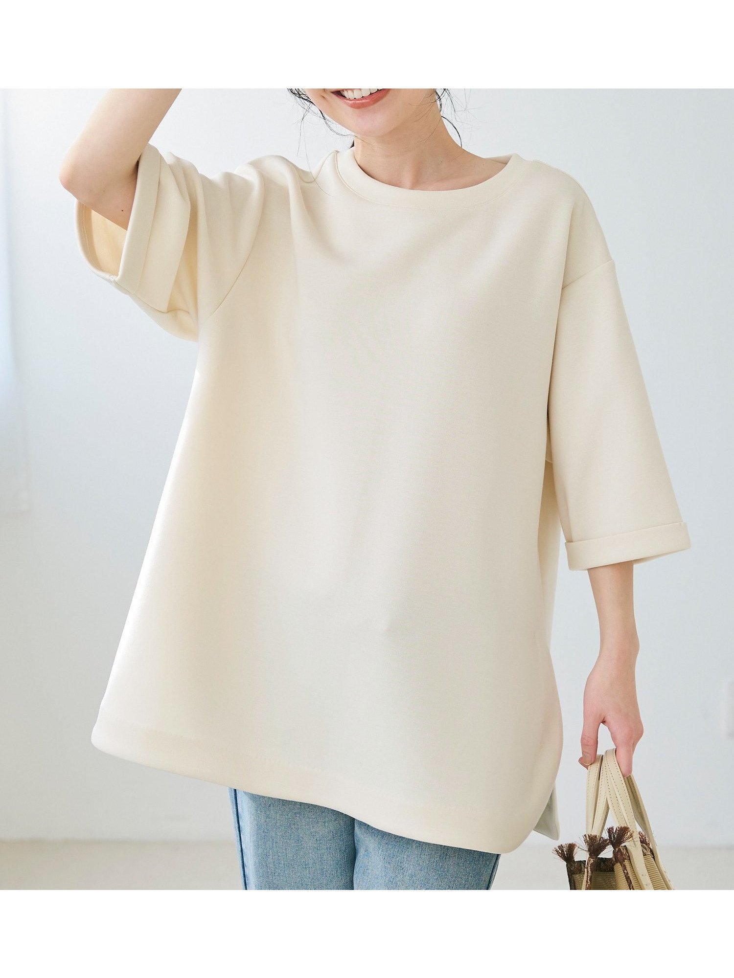 【コカ/COCA】の新感覚シリーズテールカットトップス インテリア・キッズ・メンズ・レディースファッション・服の通販 founy(ファニー) 　ファッション　Fashion　レディースファッション　Fashion for Women　トップス・カットソー　Cut & Sew Tops　インナー　Innerwear　カットソー　Cut and Sewn Top　シンプル　Simple, Minimal　ストレッチ　Stretch, Stretchy Fabric　スリット　Slit, Slit Detail　ボトム　Bottoms, Lower Wear　ポケット　Pocket, Pocket Detail　ロールアップ　Roll-Up, Cuffed Hem　エレガント 上品　Elegant　Ivory|ID: prp329100004601296 ipo3291000000032714233