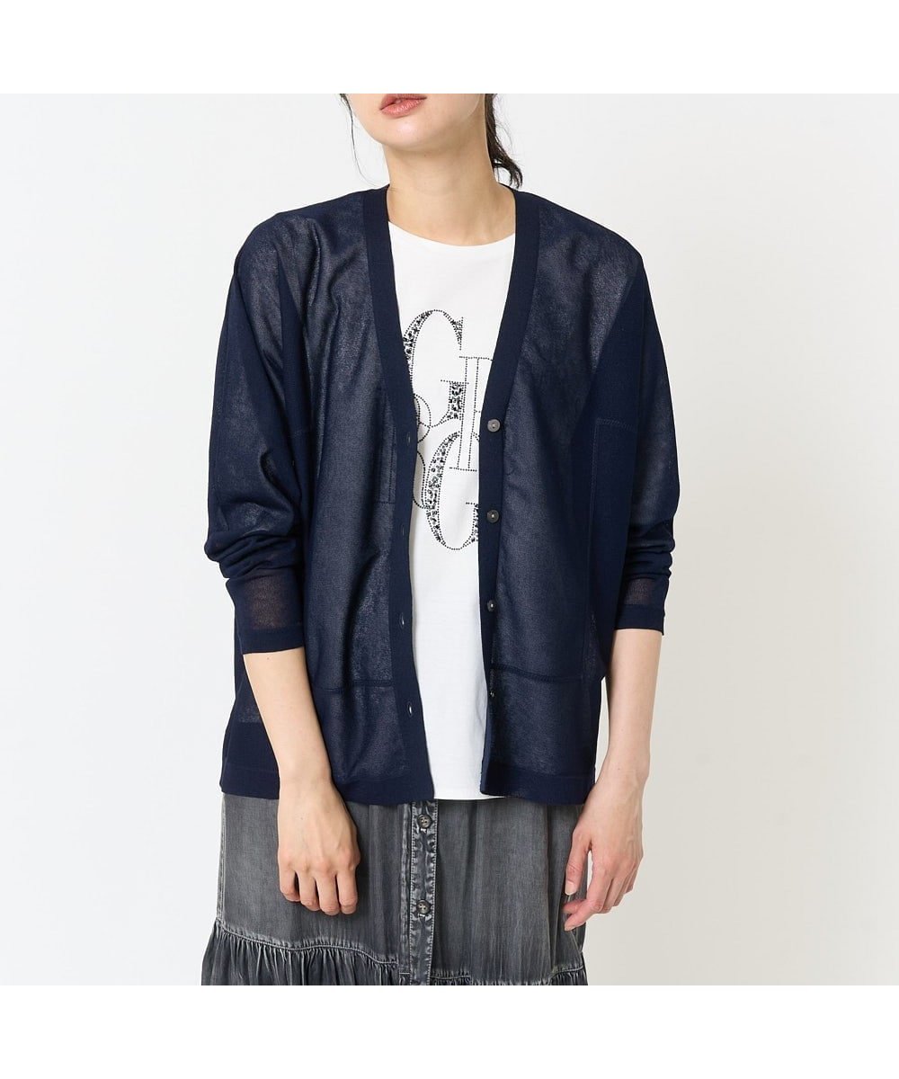 【ジョルジュ レッシュ/GEORGES RECH】のドルマンスリーブシアーニットカーディガン インテリア・キッズ・メンズ・レディースファッション・服の通販 founy(ファニー) 　ファッション　Fashion　レディースファッション　Fashion for Women　トップス・カットソー　Cut & Sew Tops　ニット　Knit Tops & Sweaters　カーディガン・羽織り　Layered Style Cardigans　春　Spring　シアー　Sheer, See-Through　スリット　Slit, Slit Detail　タンク　Tank Top, Sleeveless Top　羽織　Haori, Light Jacket　無地　Plain, Solid Color　リネン　Linen, Linen Fabric　S/S・春夏　SS, Spring/Summer, Warm Season　夏　Summer　エレガント 上品　Elegant　ネイビー|ID: prp329100004601302 ipo3291000000032714263