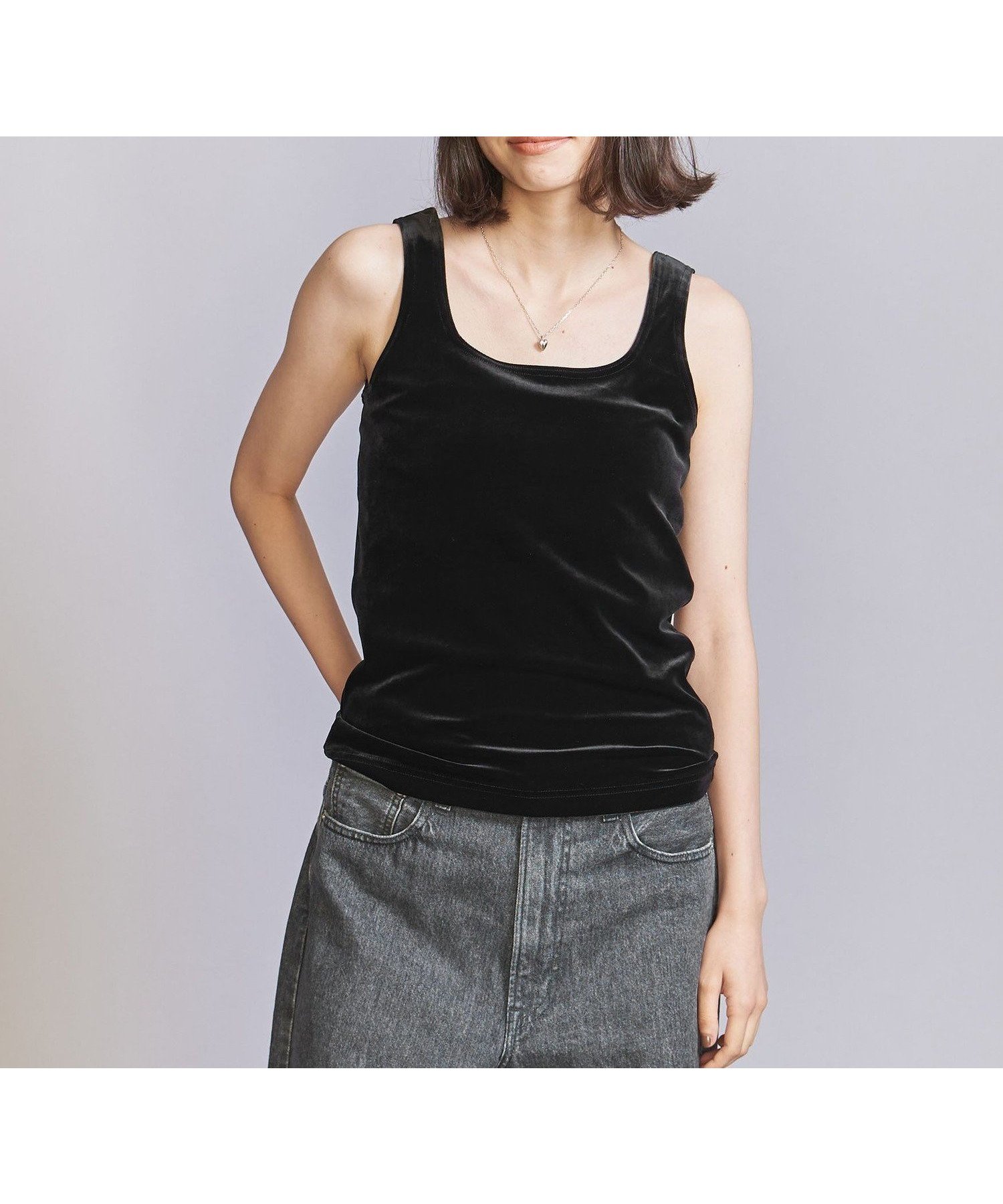 【その他のブランド/Other】のベロア タンクトップ インテリア・キッズ・メンズ・レディースファッション・服の通販 founy(ファニー) 　ファッション　Fashion　レディースファッション　Fashion for Women　トップス・カットソー　Cut & Sew Tops　ベロアトップス　Velour Tops / Velvet-Look Items　おすすめ　Recommended / Our Picks　インナー　Innerwear　コンパクト　Compact, Small Size　シンプル　Simple, Minimal　セットアップ　Set-Up, Coordinated Outfit　タンク　Tank Top, Sleeveless Top　デニム　Denim, Jeans Material　ベロア　Velour, Soft Velvet　秋　Autumn　BLACK|ID: prp329100004601330 ipo3291000000032714493