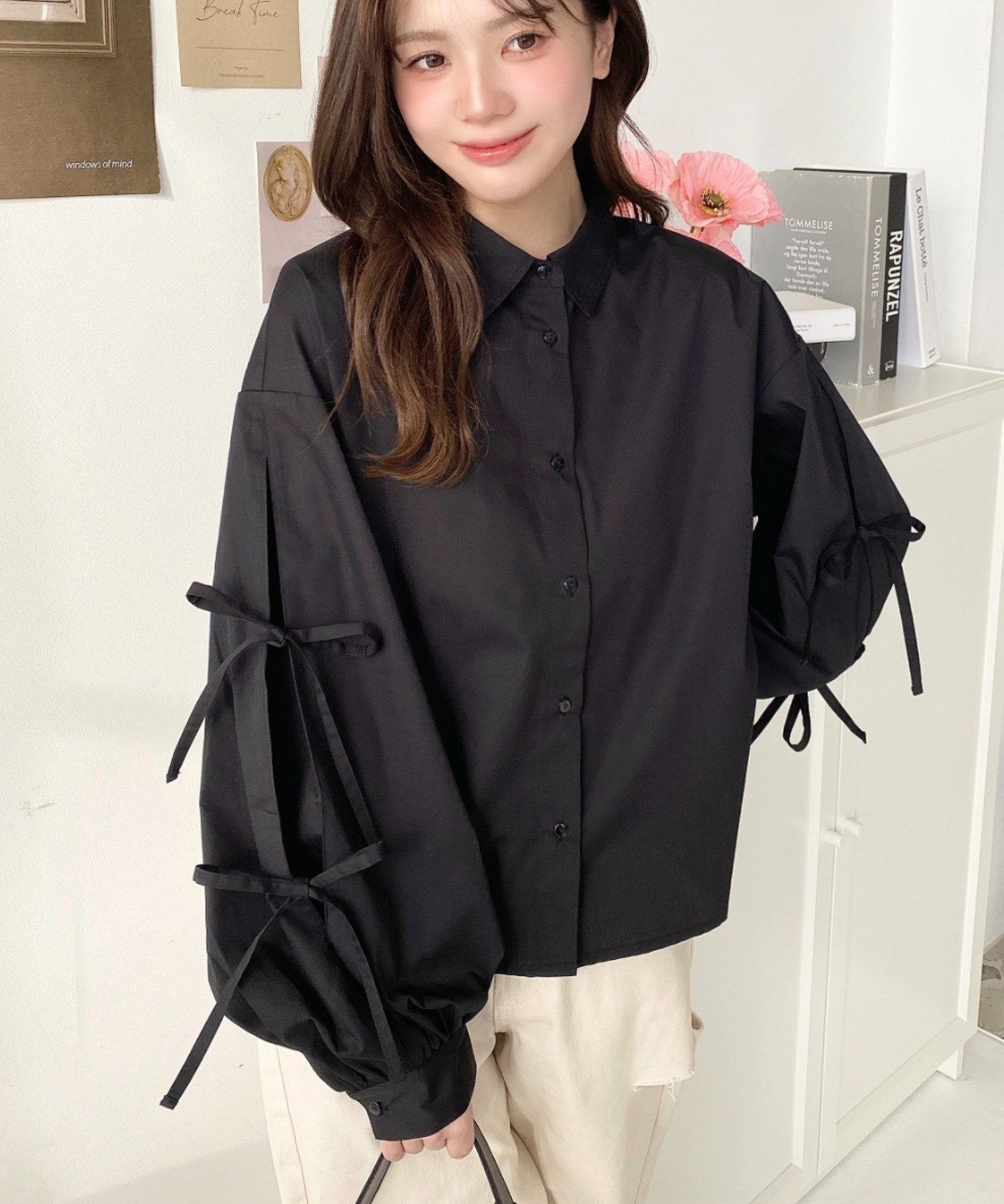 【その他のブランド/Other】のタックスリーブダブルリボンブラウス インテリア・キッズ・メンズ・レディースファッション・服の通販 founy(ファニー) 　ファッション　Fashion　メンズファッション　Fashion for Men　インナー　Innerwear　春　Spring　キャミソール　Camisole, Spaghetti Strap Top　吸水　Absorbent, Quick-Dry　シューズ　Shoes, Footwear　シンプル　Simple, Minimal　スプリング　Spring, Spring Collection　スリーブ　Sleeve, Long Sleeve / Short Sleeve　デニム　Denim, Jeans Material　トレンド　Trend, Trending Now　定番　Standard, Basic Item　バレエ　Ballet, Ballet Style　ブロード　Broadcloth, Fine Cotton　プリント　Print, Printed Pattern　ボトム　Bottoms, Lower Wear　ミドル　Middle Length, Mid Height　リボン　Ribbon, Bow　レギュラー　Regular, Standard Fit　おすすめ　Recommended / Our Picks　ブラック|ID: prp329100004601336 ipo3291000000032714556