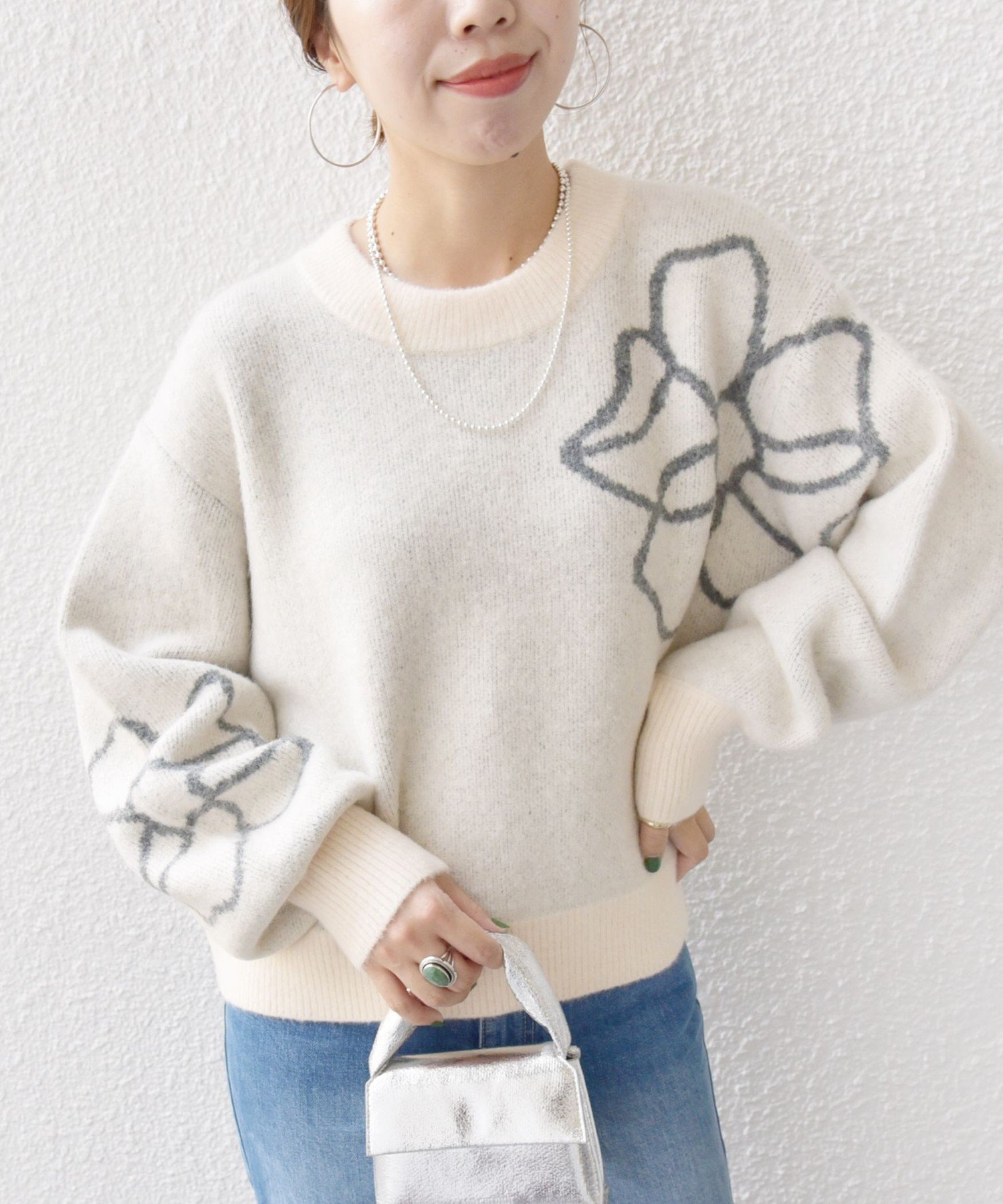 【シップス フォー ウィメン/SHIPS】の【WEB限定】〈手洗い可能〉ジャカード フラワー ニット プルオーバー 24AW インテリア・キッズ・メンズ・レディースファッション・服の通販 founy(ファニー) 　ファッション　Fashion　レディースファッション　Fashion for Women　トップス・カットソー　Cut & Sew Tops　ニット　Knit Tops & Sweaters　カジュアルプルオーバー・ニットトップス　Pullovers & Knit Tops / Casual Pullovers　2024年　2024　2024-2025秋冬・A/W　Autumn/Winter 2024–25 AW24–25　おすすめ　Recommended / Our Picks　インナー　Innerwear　サロペット　Overalls, Salopette　シンプル　Simple, Minimal　ジャカード／ジャガード　Jacquard, Woven Pattern　フラワー　Flower, Floral　プリント　Print, Printed Pattern　ボトム　Bottoms, Lower Wear　モチーフ　Motif, Design Theme　ワイド　Wide, Wide Fit　冬　Winter / This Winter　オフホワイト|ID: prp329100004601344 ipo3291000000032714618