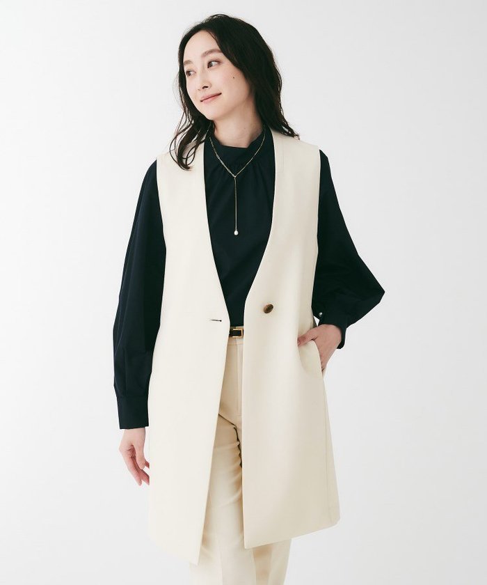【アンタイトル/UNTITLED】のダブルクロスVネックベスト インテリア・キッズ・メンズ・レディースファッション・服の通販 founy(ファニー) https://founy.com/ ファッション Fashion レディースファッション Fashion for Women アウター Coat / Outerwear Collection トップス・カットソー Cut & Sew Tops ベスト&ジレ / 重ね着スタイル Vests & Gilets Vネックトップス V-Neck Tops / V-Cut Neckline Shirts インナー Innerwear ストレッチ Stretch, Stretchy Fabric ダブル Double, Double-Breasted バランス Balance, Style Balance ベスト Vest, Waistcoat ポケット Pocket, Pocket Detail |ID: prp329100004601351 ipo3291000000032714672
