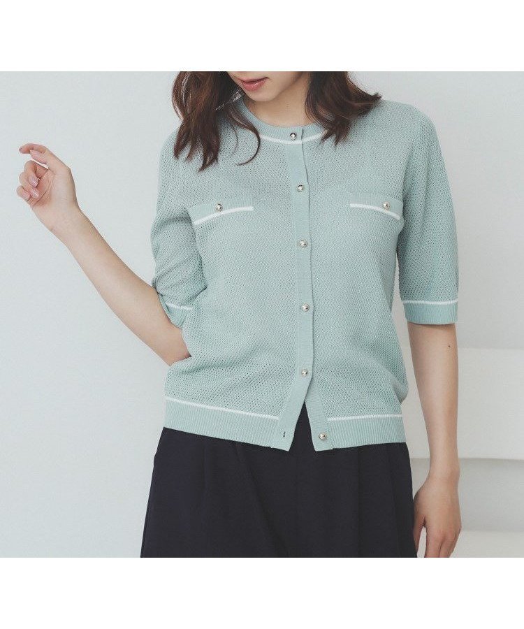 【インデックス/INDEX】のバイカラー半袖カーディガン【洗える/抗ピル】 人気、トレンドファッション・服の通販 founy(ファニー) 　ファッション　Fashion　レディースファッション　Fashion for Women　トップス・カットソー　Cut & Sew Tops　カーディガン・羽織り　Layered Style Cardigans　カーディガン　Cardigan, Knitwear　シンプル　Simple, Minimal　タンク　Tank Top, Sleeveless Top　テクスチャー　Texture, Textured Fabric　ノースリーブ　Sleeveless, No-Sleeve　バランス　Balance, Style Balance　フロント　Front, Front Design　メッシュ　Mesh, Net Fabric　半袖　Short Sleeve, Half Sleeve　洗える　Machine Washable　 other-1|ID: prp329100004601356 ipo3291000000032714750