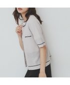 【インデックス/INDEX】のバイカラー半袖カーディガン【洗える/抗ピル】 グレージュ|ID: prp329100004601356 ipo3291000000032714752