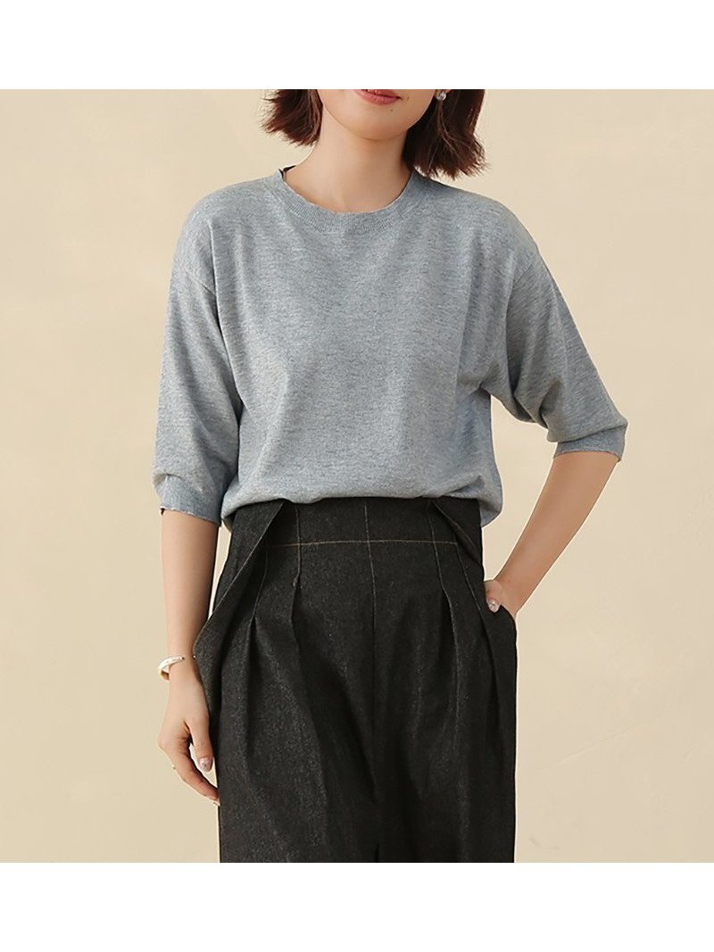 【ドゥーベル/Doux Belle】のニット レディース ラウンドネック インテリア・キッズ・メンズ・レディースファッション・服の通販 founy(ファニー) 　ファッション　Fashion　レディースファッション　Fashion for Women　トップス・カットソー　Cut & Sew Tops　ニット　Knit Tops & Sweaters　サマー　Summer, Summer Style　ジュエル　Jewel, Gemstone　パープル　Purple, Violet　ラウンド　Round, Round Neck　グレー|ID: prp329100004601360 ipo3291000000032714818