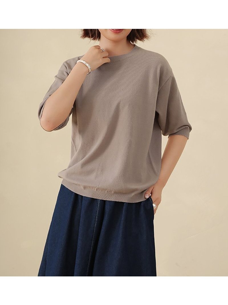 【ドゥーベル/Doux Belle】のニット レディース ラウンドネック インテリア・キッズ・メンズ・レディースファッション・服の通販 founy(ファニー) 　ファッション　Fashion　レディースファッション　Fashion for Women　トップス・カットソー　Cut & Sew Tops　ニット　Knit Tops & Sweaters　サマー　Summer, Summer Style　ジュエル　Jewel, Gemstone　パープル　Purple, Violet　ラウンド　Round, Round Neck　グレージュ|ID: prp329100004601360 ipo3291000000032714820