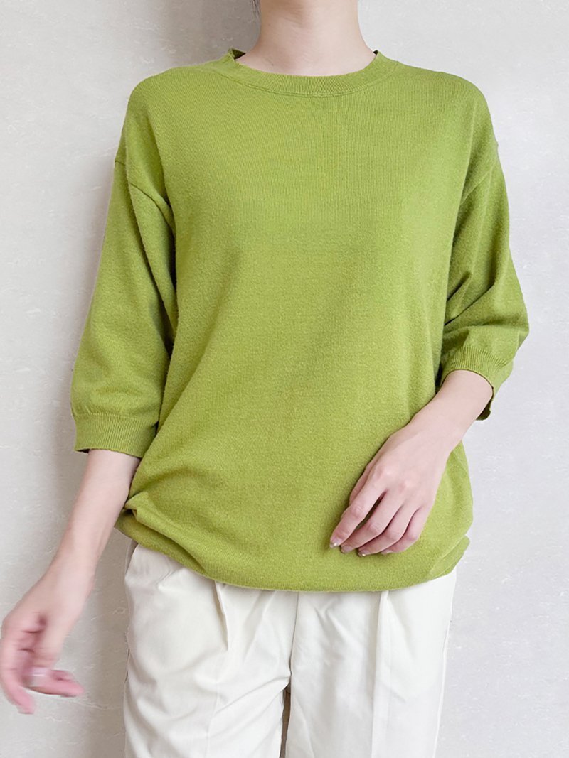 【ドゥーベル/Doux Belle】のニット レディース ラウンドネック インテリア・キッズ・メンズ・レディースファッション・服の通販 founy(ファニー) 　ファッション　Fashion　レディースファッション　Fashion for Women　トップス・カットソー　Cut & Sew Tops　ニット　Knit Tops & Sweaters　サマー　Summer, Summer Style　ジュエル　Jewel, Gemstone　パープル　Purple, Violet　ラウンド　Round, Round Neck　オリーブ|ID: prp329100004601360 ipo3291000000032714825