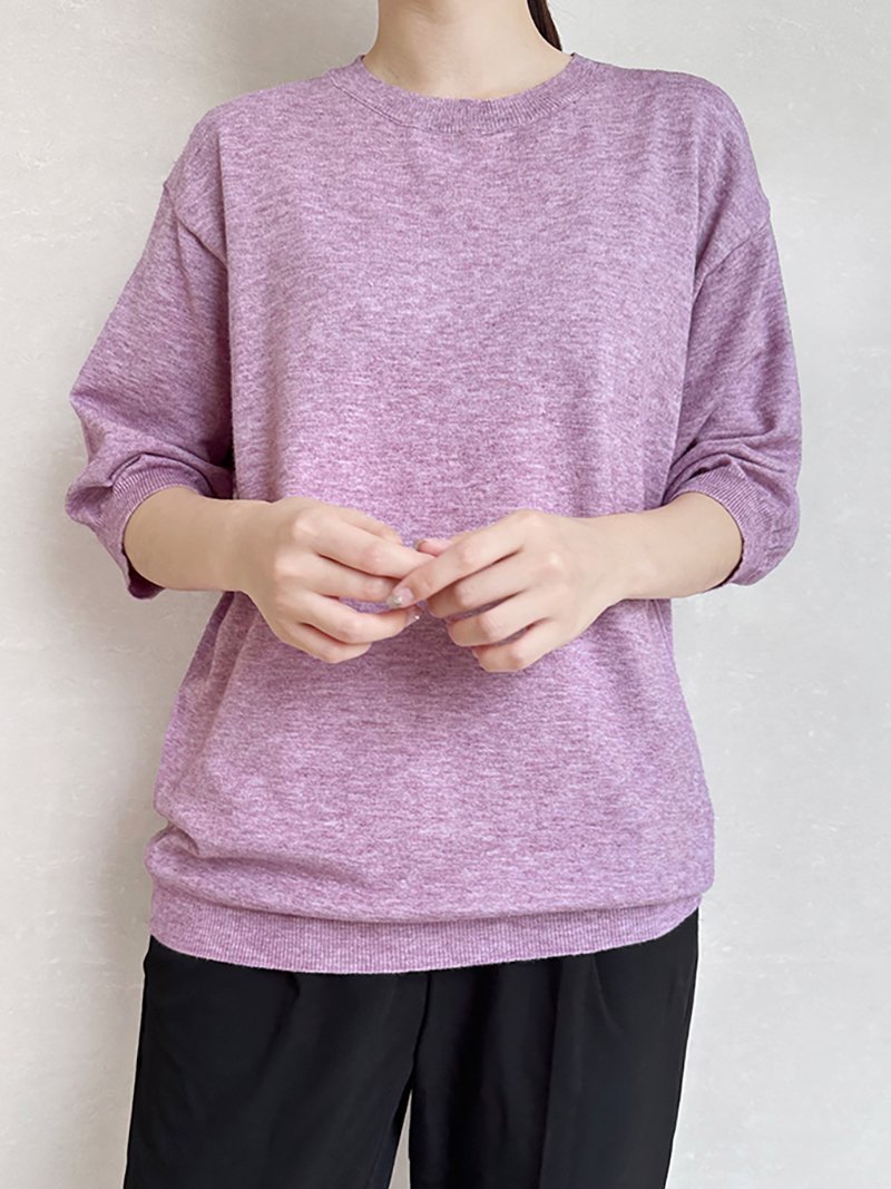 【ドゥーベル/Doux Belle】のニット レディース ラウンドネック インテリア・キッズ・メンズ・レディースファッション・服の通販 founy(ファニー) 　ファッション　Fashion　レディースファッション　Fashion for Women　トップス・カットソー　Cut & Sew Tops　ニット　Knit Tops & Sweaters　サマー　Summer, Summer Style　ジュエル　Jewel, Gemstone　パープル　Purple, Violet　ラウンド　Round, Round Neck　パープル|ID: prp329100004601360 ipo3291000000032714826