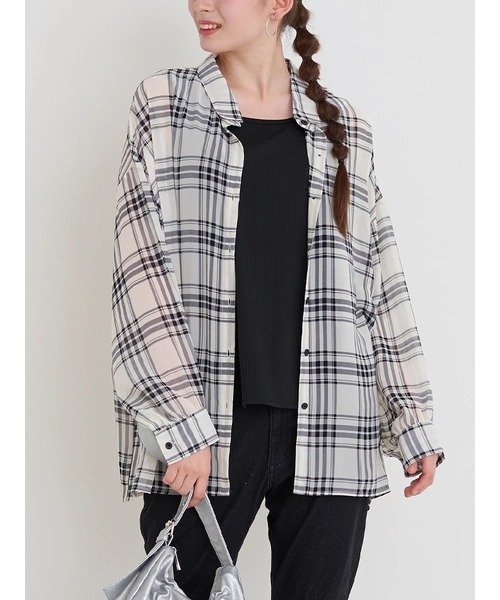【その他のブランド/Other】のSET チェック柄シアーシャツ×タンクトップ インテリア・キッズ・メンズ・レディースファッション・服の通販 founy(ファニー) 　ファッション　Fashion　レディースファッション　Fashion for Women　トップス・カットソー　Cut & Sew Tops　シャツ・ブラウス・オフィスカジュアル　Elegant Blouses & Button-Ups　おすすめ　Recommended / Our Picks　インナー　Innerwear　カーゴパンツ　Cargo Pants, Utility Pants　キャミワンピース　Cami Dress, Slip Dress　サロペット　Overalls, Salopette　シアー　Sheer, See-Through　シンプル　Simple, Minimal　タンク　Tank Top, Sleeveless Top　チェック　Check, Plaid, Tartan　デニム　Denim, Jeans Material　ベーシック　Basic, Essential　モノトーン　Monotone, Black and White　リラックス　Relax, Relaxed Fit　定番　Standard, Basic Item　羽織　Haori, Light Jacket　オフホワイト|ID: prp329100004601363 ipo3291000000032714875