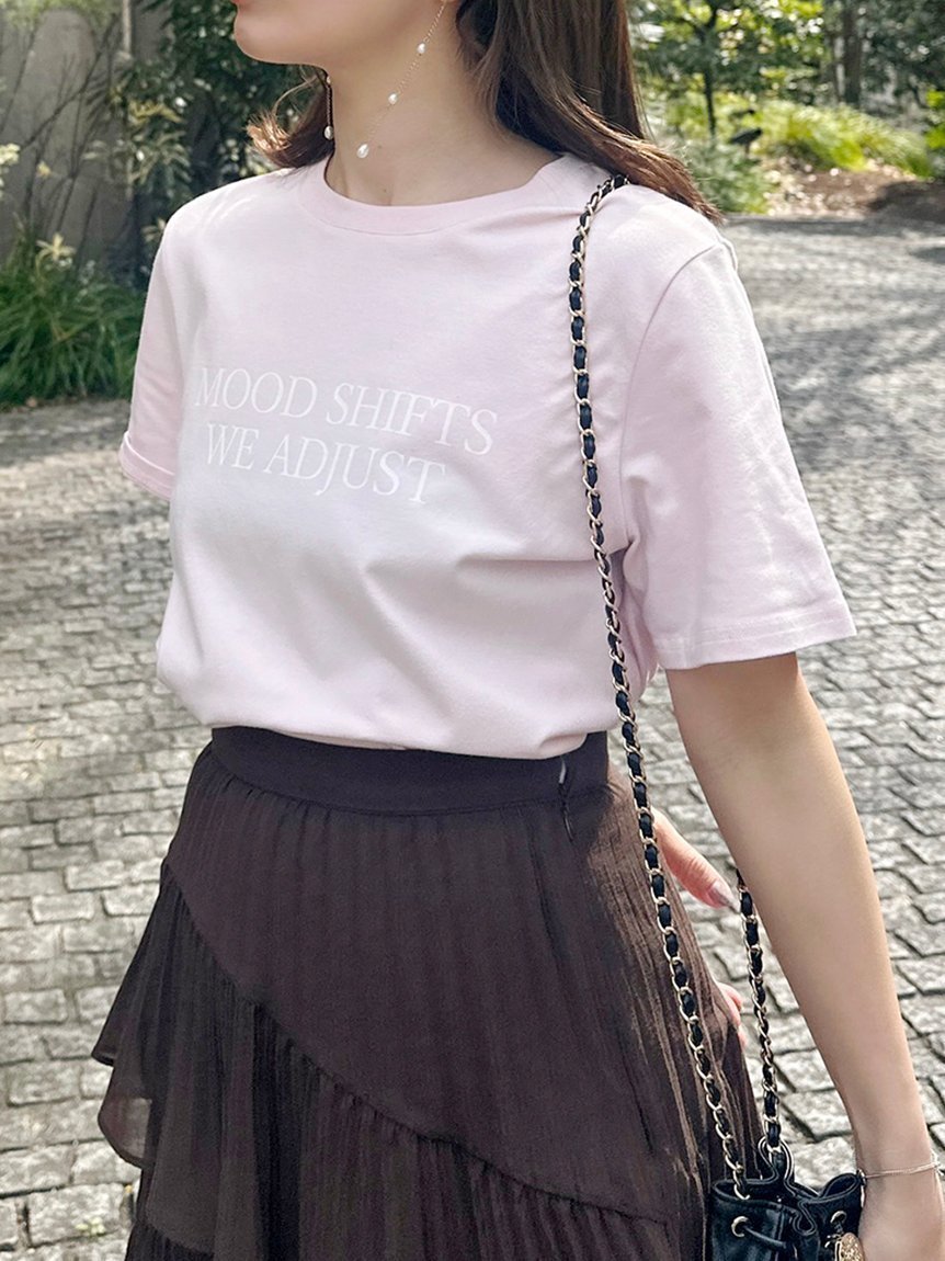 【スナイデル/SNIDEL】のシンプルロゴTシャツ インテリア・キッズ・メンズ・レディースファッション・服の通販 founy(ファニー) 　ファッション　Fashion　レディースファッション　Fashion for Women　トップス・カットソー　Cut & Sew Tops　シャツ・ブラウス・オフィスカジュアル　Elegant Blouses & Button-Ups　ロングTシャツ・Tシャツ　Longline T-Shirts & Tees　おすすめ　Recommended / Our Picks　ウェーブ　Wavy Pattern　コンパクト　Compact, Small Size　シンプル　Simple, Minimal　スタイリッシュ　Stylish, Fashionable　ストレート　Straight, Straight Cut　フロント　Front, Front Design　プリント　Print, Printed Pattern　ボトム　Bottoms, Lower Wear　PNK[066]|ID: prp329100004601382 ipo3291000000032714994