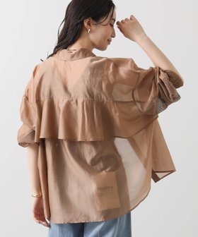 【グレディブリリアン/Gready Brilliant】のシアーバックフリルシャツ 人気、トレンドファッション・服の通販 founy(ファニー) ファッション Fashion レディースファッション Fashion for Women トップス・カットソー Cut & Sew Tops シャツ・ブラウス・オフィスカジュアル Elegant Blouses & Button-Ups バッグ Bags おすすめ Recommended / Our Picks カフス Cuff Design シアー Sheer, See-Through シャーリング Shirring, Ruched タンク Tank Top, Sleeveless Top メッシュ Mesh, Net Fabric 長袖 Long Sleeve, Full Sleeve |ID:prp329100004601392
