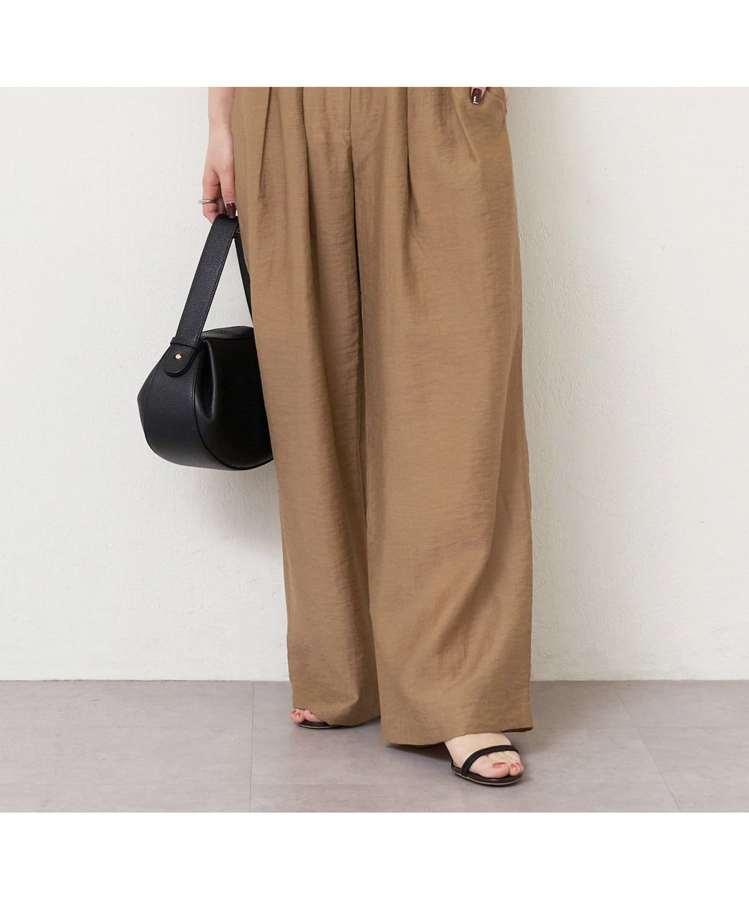 【その他のブランド/Other】のダブルタックパンツ インテリア・キッズ・メンズ・レディースファッション・服の通販 founy(ファニー) 　ファッション　Fashion　レディースファッション　Fashion for Women　パンツ　Pants & Trousers　おすすめ　Recommended / Our Picks　セットアップ　Set-Up, Coordinated Outfit　ダブル　Double, Double-Breasted　ノースリーブ　Sleeveless, No-Sleeve　ワイド　Wide, Wide Fit　エレガント 上品　Elegant　キャメル|ID: prp329100004601409 ipo3291000000032715225
