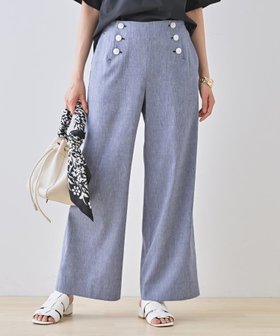 【インディヴィ/INDIVI】の【デニムライク】マリンボタン リネン混ワイドパンツ 人気、トレンドファッション・服の通販 founy(ファニー) ファッション Fashion レディースファッション Fashion for Women パンツ Pants & Trousers おすすめ Recommended / Our Picks サマー Summer, Summer Style シャンブレー Chambray, Denim-Like Fabric ストレッチ Stretch, Stretchy Fabric ポケット Pocket, Pocket Detail リネン Linen, Linen Fabric ワイド Wide, Wide Fit 夏 Summer |ID:prp329100004601423