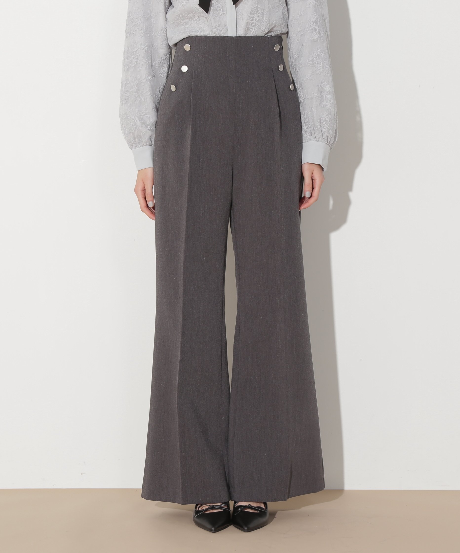【その他のブランド/Other】のボタンセミフレア美脚パンツ 人気、トレンドファッション・服の通販 founy(ファニー) 　ファッション　Fashion　レディースファッション　Fashion for Women　パンツ　Pants & Trousers　ストレッチ　Stretch, Stretchy Fabric　スリット　Slit, Slit Detail　メタル　Metal, Metal Parts　人気　Popular, Best Seller　定番　Standard, Basic Item　 other-1|ID: prp329100004601435 ipo3291000000032715414