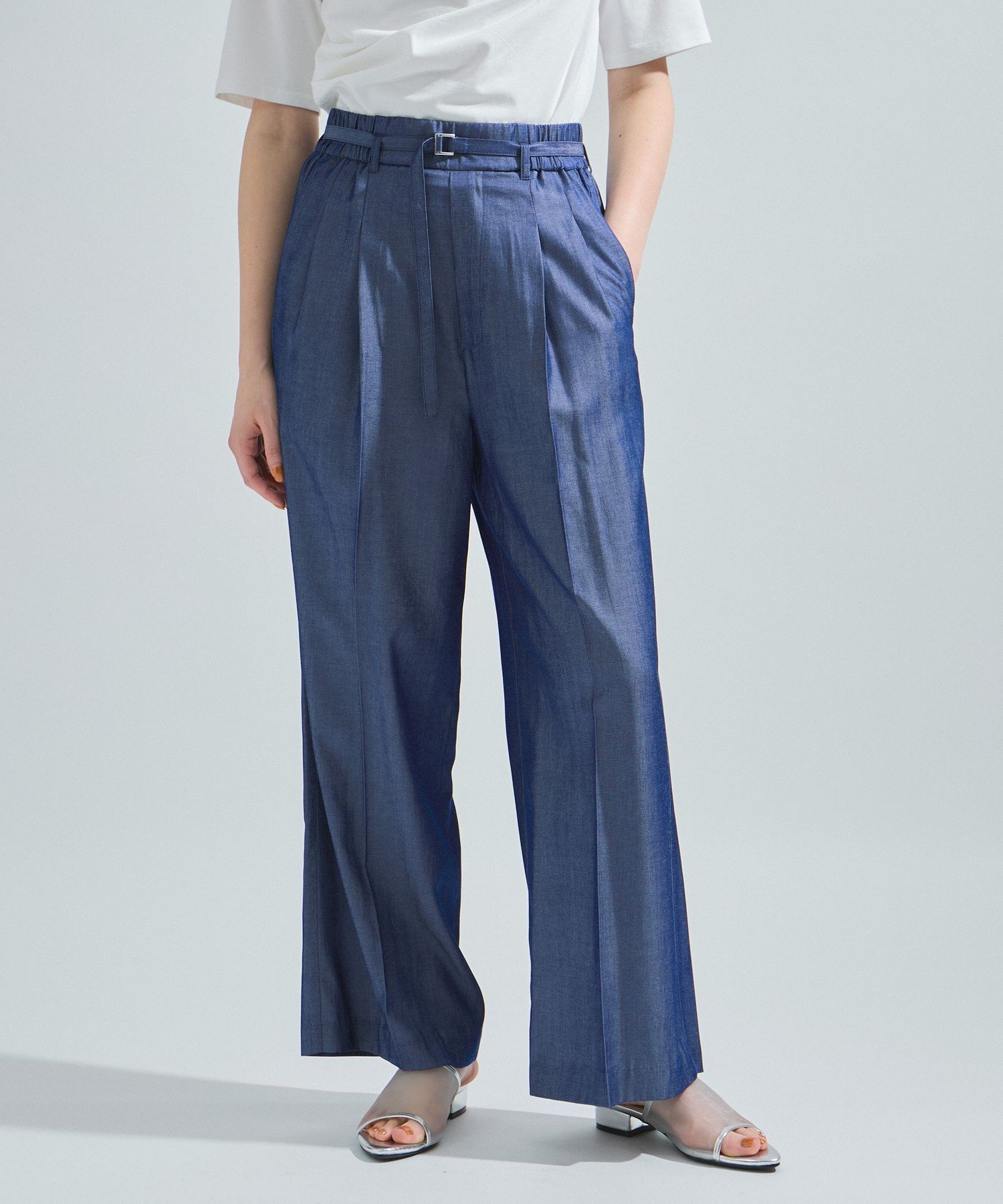 【ケティ/Ketty】のテンセルデニムライクパンツ≪手洗い可能≫ インテリア・キッズ・メンズ・レディースファッション・服の通販 founy(ファニー) 　ファッション　Fashion　レディースファッション　Fashion for Women　パンツ　Pants & Trousers　ギャザー　Gathered, Ruffled　シルク　Silk, 100% Silk　ストレート　Straight, Straight Cut　ドレープ　Drape, Draping Fabric　ポケット　Pocket, Pocket Detail　ネイビー|ID: prp329100004601455 ipo3291000000032715620