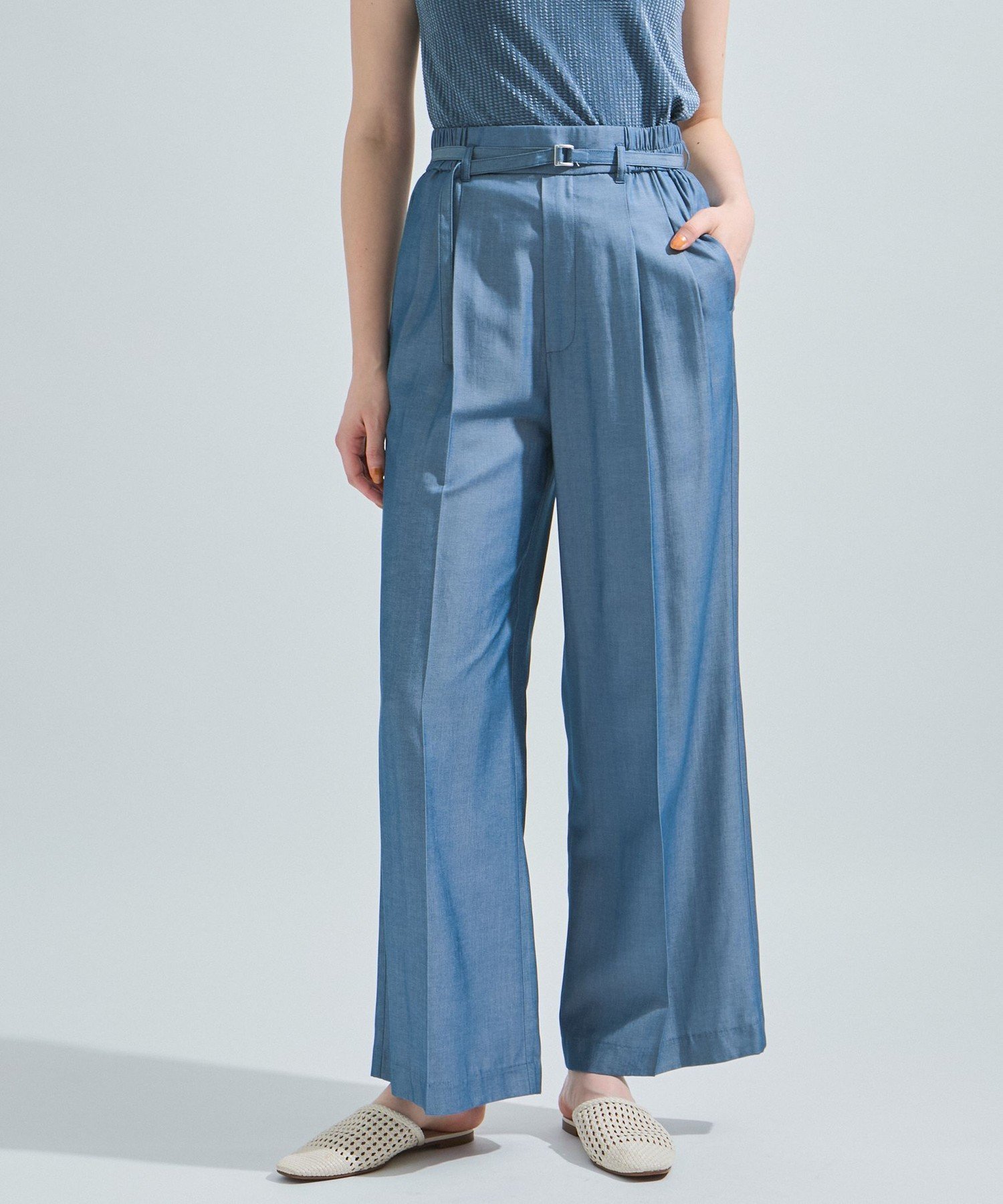 【ケティ/Ketty】のテンセルデニムライクパンツ≪手洗い可能≫ インテリア・キッズ・メンズ・レディースファッション・服の通販 founy(ファニー) 　ファッション　Fashion　レディースファッション　Fashion for Women　パンツ　Pants & Trousers　ギャザー　Gathered, Ruffled　シルク　Silk, 100% Silk　ストレート　Straight, Straight Cut　ドレープ　Drape, Draping Fabric　ポケット　Pocket, Pocket Detail　ブルー|ID: prp329100004601455 ipo3291000000032715621