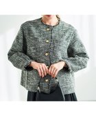 【ルクールブラン/le.coeur blanc】の《通勤着やセレモニーシーンにも》メランジツイードノーカラージャケット ブラック柄|ID: prp329100004601993 ipo3291000000032720123