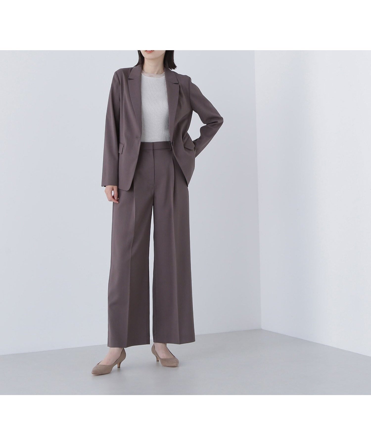 【ナチュラル ビューティー ベーシック/NATURAL BEAUTY BASIC】のサマードライタッチ SETUP ワイドパンツ インテリア・キッズ・メンズ・レディースファッション・服の通販 founy(ファニー) 　ファッション　Fashion　レディースファッション　Fashion for Women　セットアップ　Matching Sets　レディースパンツ・ボトムス　Pants & Trousers / Bottoms　おすすめ　Recommended / Our Picks　ジャケット　Jacket, Outerwear　ストレッチ　Stretch, Stretchy Fabric　スーツ　Suit, Formalwear　フィット　Fit, Slim Fit　ベーシック　Basic, Essential　ワイド　Wide, Wide Fit　洗える　Machine Washable　モーヴブラウン|ID: prp329100004602029 ipo3291000000032720520