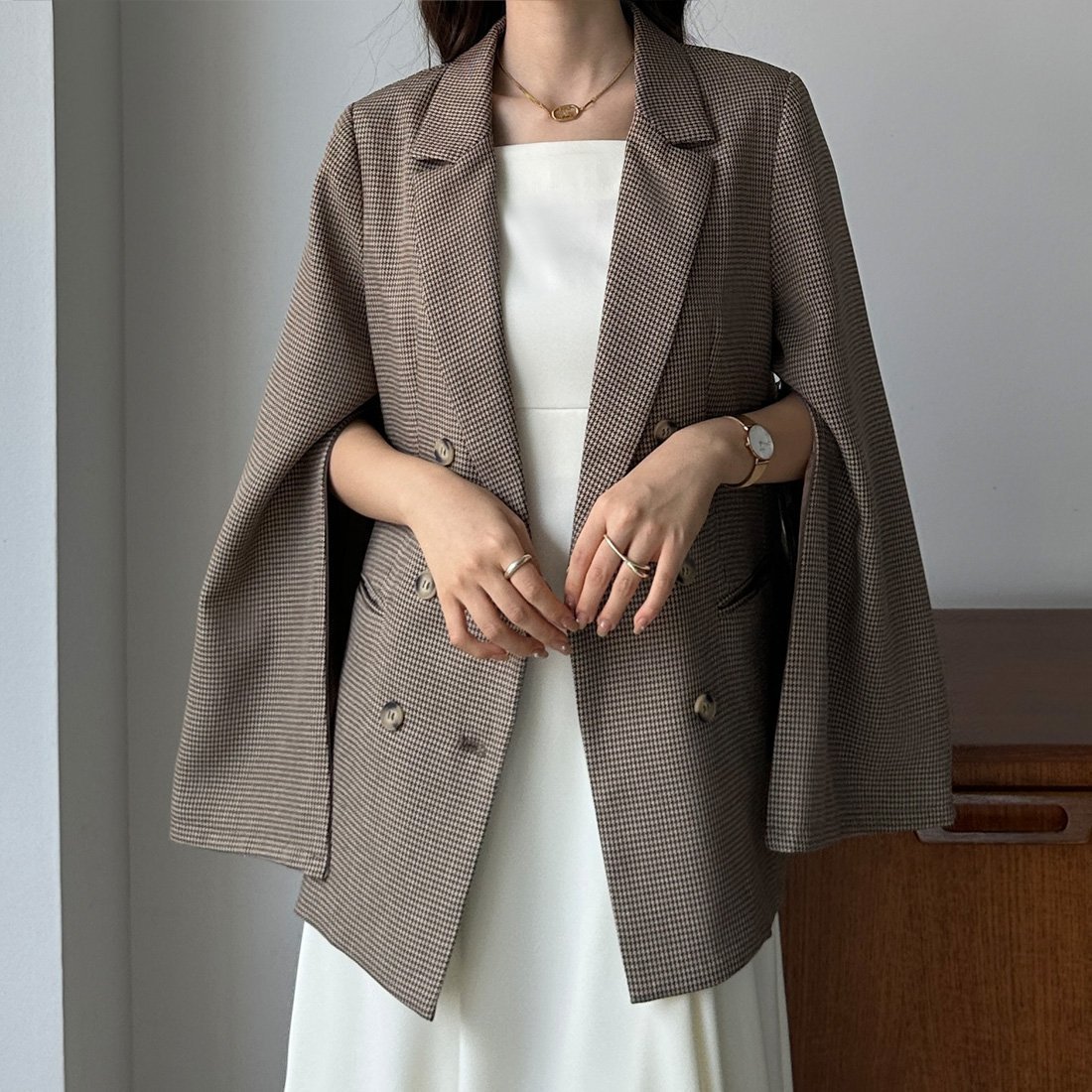 【ジュノア/JUNOAH】のLouere2wayテーラードジャケット インテリア・キッズ・メンズ・レディースファッション・服の通販 founy(ファニー) 　ファッション　Fashion　レディースファッション　Fashion for Women　アウター　Coat / Outerwear Collection　レディースジャケット・軽アウター　Jackets　テーラードジャケット / 通勤・きれいめスタイル　Tailored Jackets & Blazers　チェック　Check, Plaid, Tartan　無地　Plain, Solid Color　ブラウン|ID: prp329100004602043 ipo3291000000033624478