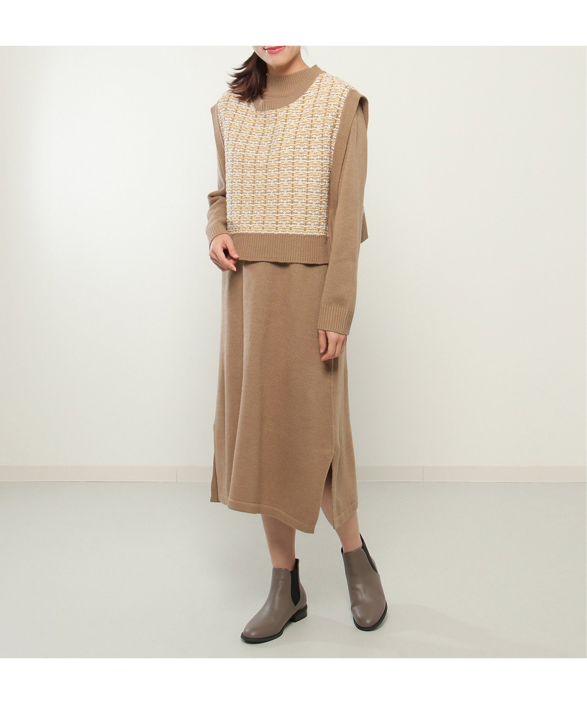 【イッカ/ikka】の【2点セット】ニットベストワンピースアンサンブル 人気、トレンドファッション・服の通販 founy(ファニー) 　ファッション　Fashion　レディースファッション　Fashion for Women　アウター　Coat / Outerwear Collection　おすすめ　Recommended / Our Picks　アンサンブル　Ensemble Set　シンプル　Simple, Minimal　ツイード　Twill, Twill Weave　トレンド　Trend, Trending Now　ベスト　Vest, Waistcoat　リボン　Ribbon, Bow　 other-1|ID: prp329100004602060 ipo3291000000032720782