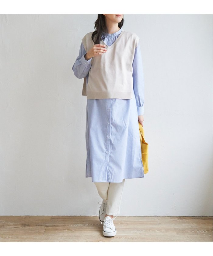 【イッカ/ikka】の【2点セット】ニットベストシャツワンピセット インテリア・キッズ・メンズ・レディースファッション・服の通販 founy(ファニー) https://founy.com/ ファッション Fashion レディースファッション Fashion for Women アウター Coat / Outerwear Collection ワンピース Dresses シャツワンピース / 1枚で着映えコーデ Shirt Dresses おすすめ Recommended / Our Picks ベスト Vest, Waistcoat |ID: prp329100004602068 ipo3291000000032720852
