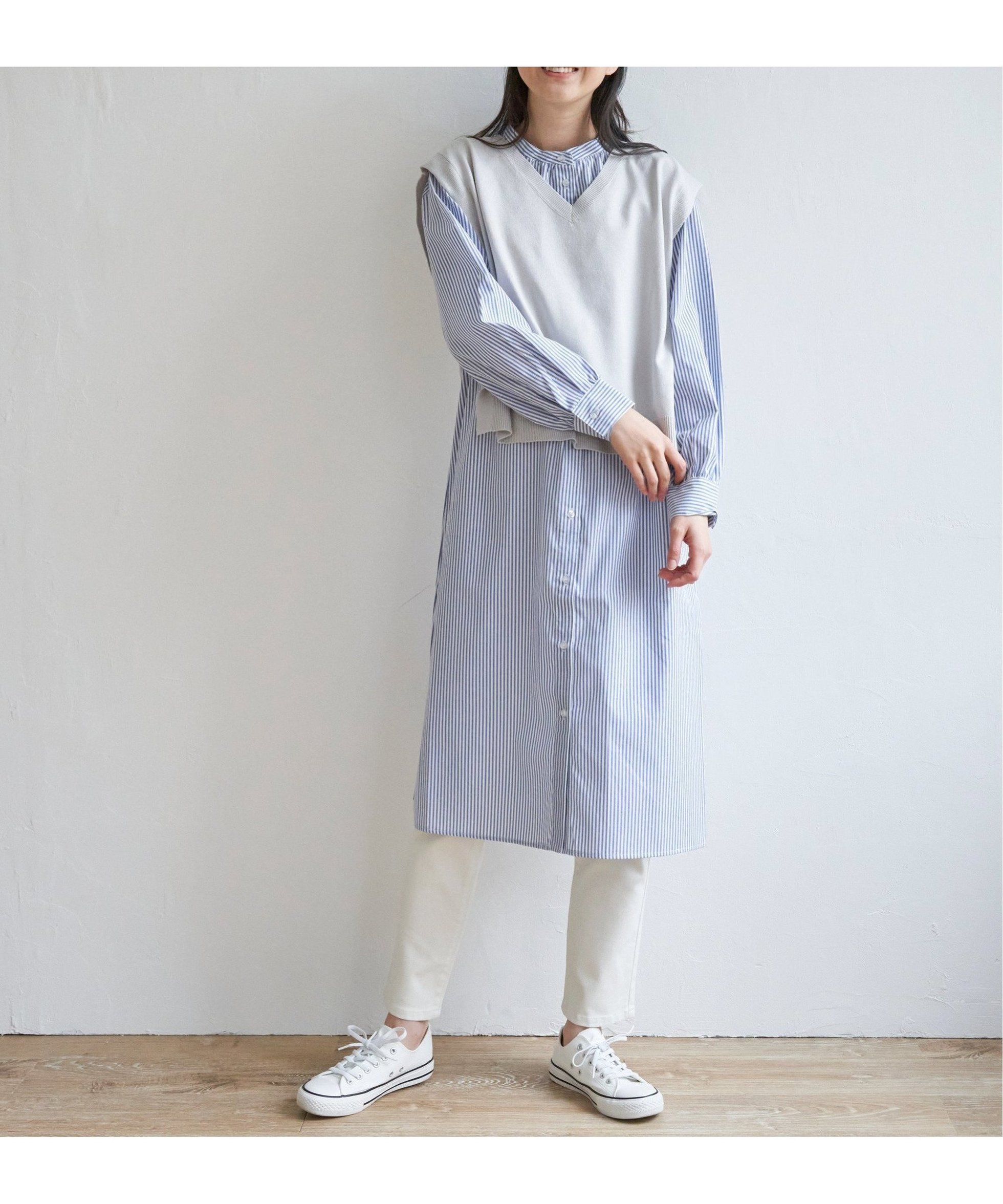 【イッカ/ikka】の【2点セット】ニットベストシャツワンピセット インテリア・キッズ・メンズ・レディースファッション・服の通販 founy(ファニー) 　ファッション　Fashion　レディースファッション　Fashion for Women　アウター　Coat / Outerwear Collection　ワンピース　Dresses　シャツワンピース / 1枚で着映えコーデ　Shirt Dresses　おすすめ　Recommended / Our Picks　ベスト　Vest, Waistcoat　グレイ|ID: prp329100004602068 ipo3291000000032720855