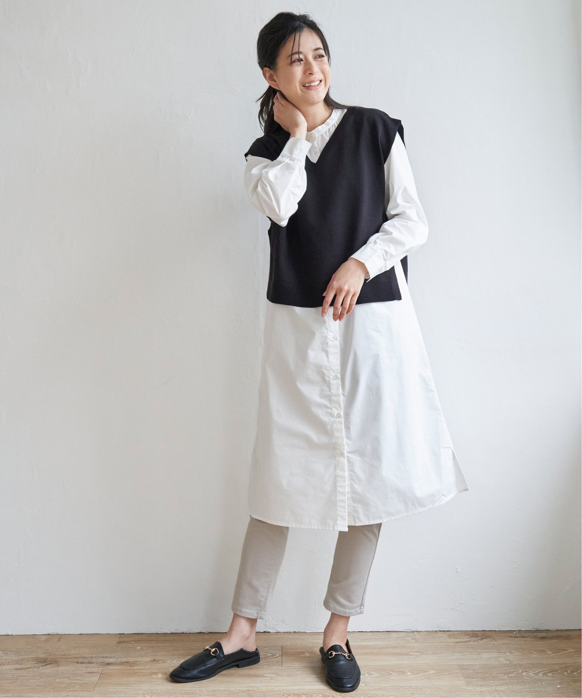 【イッカ/ikka】の【2点セット】ニットベストシャツワンピセット インテリア・キッズ・メンズ・レディースファッション・服の通販 founy(ファニー) 　ファッション　Fashion　レディースファッション　Fashion for Women　アウター　Coat / Outerwear Collection　ワンピース　Dresses　シャツワンピース / 1枚で着映えコーデ　Shirt Dresses　おすすめ　Recommended / Our Picks　ベスト　Vest, Waistcoat　ブラック|ID: prp329100004602068 ipo3291000000032720857