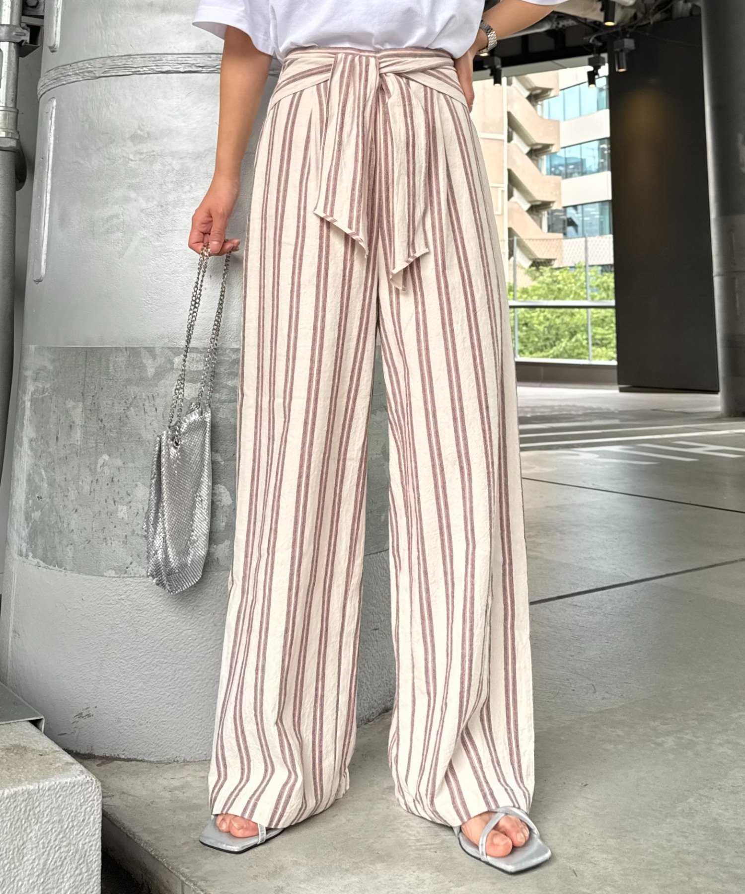 【チャオパニックティピー/CIAOPANIC TYPY】のリネンライクウエストマークリラックスパンツ 人気、トレンドファッション・服の通販 founy(ファニー) 　ファッション　Fashion　レディースファッション　Fashion for Women　パンツ　Pants & Trousers　ジャケット　Jacket, Outerwear　ノースリーブ　Sleeveless, No-Sleeve　リボン　Ribbon, Bow　リラックス　Relax, Relaxed Fit　おすすめ　Recommended / Our Picks　旅行　Travel　 other-1|ID: prp329100004602076 ipo3291000000032720909