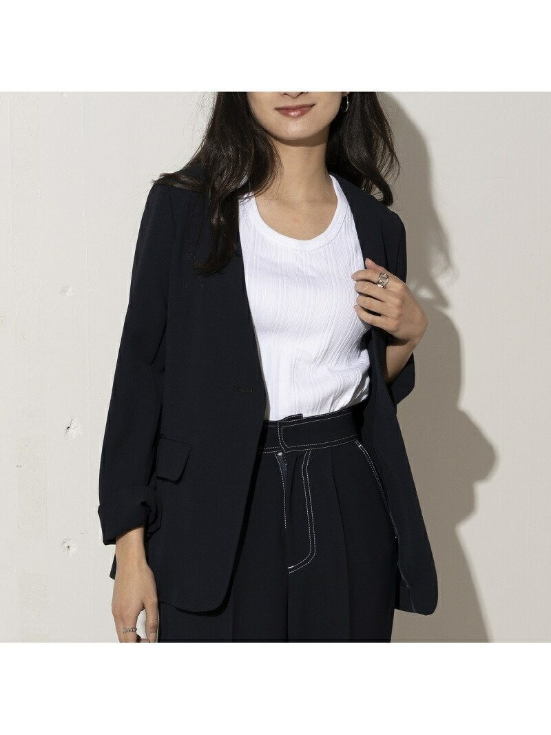 【エウクレイド/EUCLAID】のダブルクロスノーカラージャケット インテリア・キッズ・メンズ・レディースファッション・服の通販 founy(ファニー) 　ファッション　Fashion　レディースファッション　Fashion for Women　アウター　Coat / Outerwear Collection　レディースジャケット・軽アウター　Jackets　ノーカラージャケット / シンプル上品コーデ　Collarless Jackets　ジャケット　Jacket, Outerwear　セットアップ　Set-Up, Coordinated Outfit　セレモニー　Ceremony　ダブル　Double, Double-Breasted　ダークブルー|ID: prp329100004602093 ipo3291000000032721114