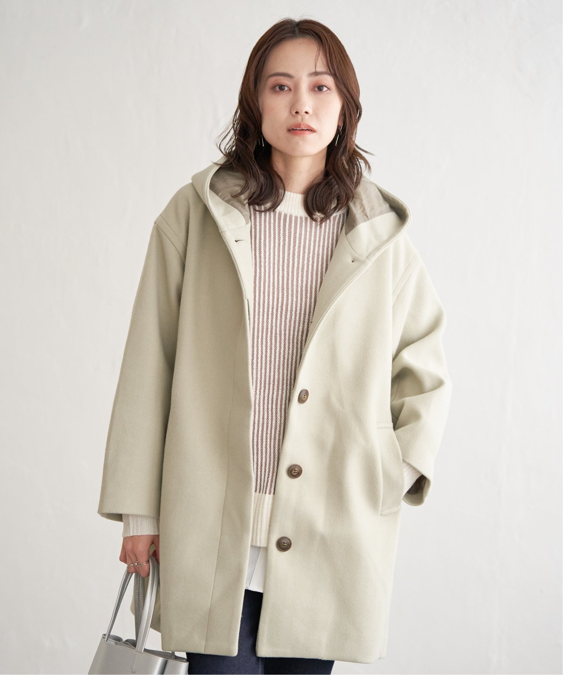 【イッカ/ikka】のRENU メルトンミドル丈フードジャケット インテリア・キッズ・メンズ・レディースファッション・服の通販 founy(ファニー) 　ファッション　Fashion　レディースファッション　Fashion for Women　アウター　Coat / Outerwear Collection　レディースジャケット・軽アウター　Jackets　ジャケット　Jacket, Outerwear　チュニック　Tunic, Long Top　パステル　Pastel, Soft Color　フロント　Front, Front Design　ベーシック　Basic, Essential　ミドル　Middle Length, Mid Height　メルトン　Melton, Heavy Wool　ミドリケイ|ID: prp329100004602114 ipo3291000000032721303
