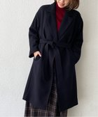 【イッカ/ikka】のウールライクサッシュ付きテーラーコート ネイビー|ID: prp329100004602118 ipo3291000000032721329