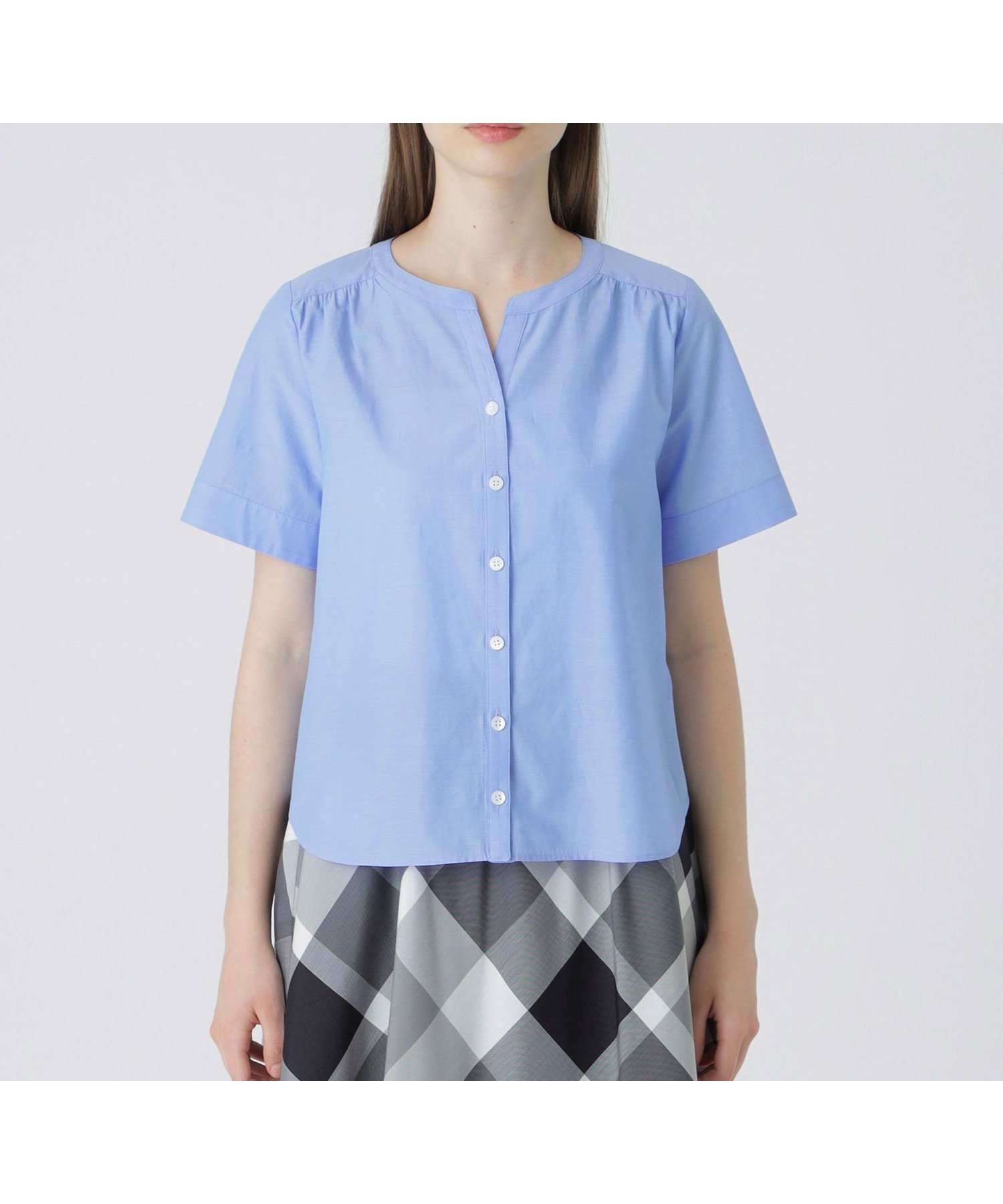 【ブルーレーベル クレストブリッジ/BLUE LABEL CRESTBRIDGE】のドライクリアシャンブレースキッパーブラウス インテリア・キッズ・メンズ・レディースファッション・服の通販 founy(ファニー) 　ファッション　Fashion　レディースファッション　Fashion for Women　トップス・カットソー　Cut & Sew Tops　シャツ・ブラウス・オフィスカジュアル　Elegant Blouses & Button-Ups　スキッパー　Skipper, Open Collar　バランス　Balance, Style Balance　ベーシック　Basic, Essential　サックス|ID: prp329100004602130 ipo3291000000032721474