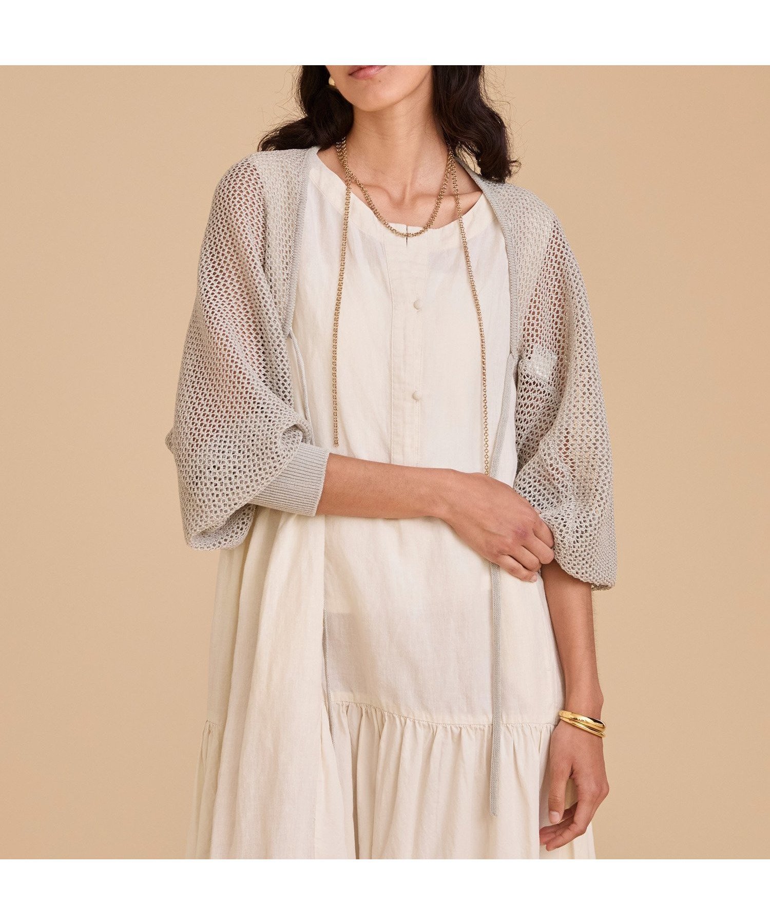 【ハウス オブ ロータス/HOUSE OF LOTUS】のメッシュバレリーナボレロ インテリア・キッズ・メンズ・レディースファッション・服の通販 founy(ファニー) 　ファッション　Fashion　レディースファッション　Fashion for Women　アウター　Coat / Outerwear Collection　ボレロ・ショート丈ジャケット / ドレス羽織りに　Boleros & Short Jackets　2025年　2025　2025春夏・S/S　Spring/Summer 2025 SS25　アクリル　Acrylic Material　スリーブ　Sleeve, Long Sleeve / Short Sleeve　フロント　Front, Front Design　ボレロ　Bolero, Short Cardigan　ワイド　Wide, Wide Fit　夏　Summer　S/S・春夏　SS, Spring/Summer, Warm Season　ライトグレー|ID: prp329100004602203 ipo3291000000032722017