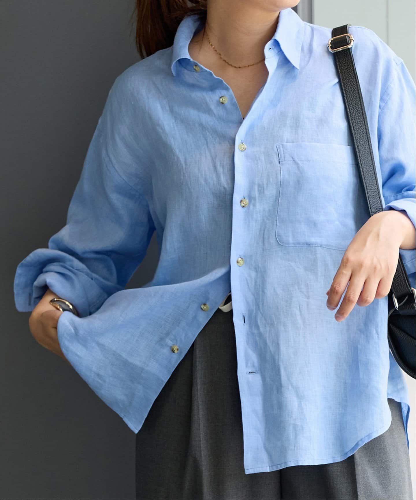 【ジャーナルスタンダード/JOURNAL STANDARD】の《追加3》リネンレギュラーカラーシャツ インテリア・キッズ・メンズ・レディースファッション・服の通販 founy(ファニー) 　ファッション　Fashion　レディースファッション　Fashion for Women　トップス・カットソー　Cut & Sew Tops　シャツ・ブラウス・オフィスカジュアル　Elegant Blouses & Button-Ups　2025年　2025　2025春夏・S/S　Spring/Summer 2025 SS25　ブルー A|ID: prp329100004602213 ipo3291000000033093768