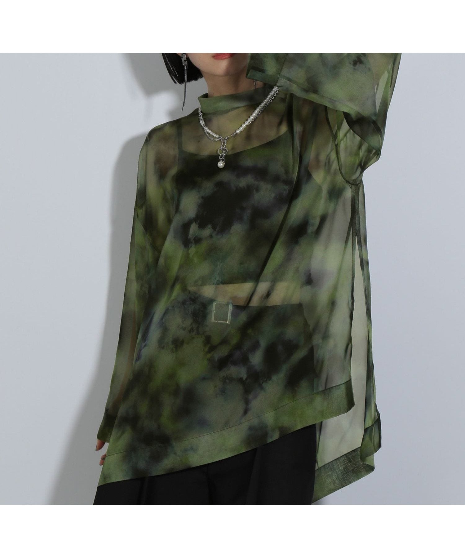 【ハレ/HARE】のガラシアービッグプルオーバー インテリア・キッズ・メンズ・レディースファッション・服の通販 founy(ファニー) 　ファッション　Fashion　レディースファッション　Fashion for Women　トップス・カットソー　Cut & Sew Tops　カジュアルプルオーバー・ニットトップス　Pullovers & Knit Tops / Casual Pullovers　おすすめ　Recommended / Our Picks　インナー　Innerwear　キャミソール　Camisole, Spaghetti Strap Top　グラフィック　Graphic, Graphic Design　シアー　Sheer, See-Through　シンプル　Simple, Minimal　スリーブ　Sleeve, Long Sleeve / Short Sleeve　タンク　Tank Top, Sleeveless Top　チュニック　Tunic, Long Top　ハイネック　High Neck, Mock Neck　バランス　Balance, Style Balance　プリント　Print, Printed Pattern　ボトム　Bottoms, Lower Wear　ワイド　Wide, Wide Fit　エレガント 上品　Elegant　グリーン76|ID: prp329100004602252 ipo3291000000032722465