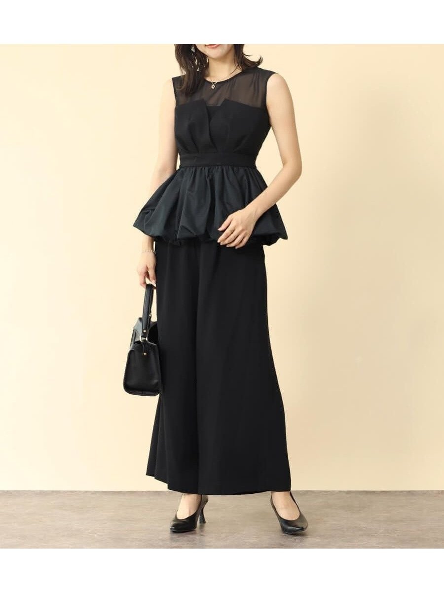 【ヴァン/Vin】のバルーンヘムビスチェセットアップ インテリア・キッズ・メンズ・レディースファッション・服の通販 founy(ファニー) 　ファッション　Fashion　レディースファッション　Fashion for Women　トップス・カットソー　Cut & Sew Tops　ビスチェ　Bustiers & Corset Tops / Layered Bustier Style　とろみ　Fluid, Flowy Fabric　エレガント 上品　Elegant　シアー　Sheer, See-Through　セットアップ　Set-Up, Coordinated Outfit　セパレート　Separate, Two-Piece　ビスチェ　Bustier, Corset Top　ペプラム　Peplum, Flared Hem　ワイド　Wide, Wide Fit　ブラック|ID: prp329100004602263 ipo3291000000032722613