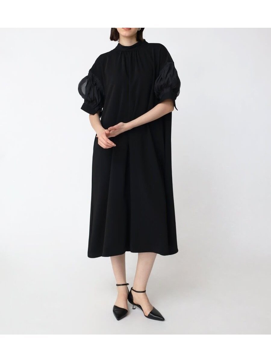 【ラシュッド/LASUD】のシアーパフスリーブロングワンピース 人気、トレンドファッション・服の通販 founy(ファニー) 　ファッション　Fashion　レディースファッション　Fashion for Women　ワンピース　Dresses　なめらか　Smooth, Silky Texture　オーガンジー　Organza Fabric　コンビ　Combo, Combination Style　セレモニー　Ceremony　ドレス　Dress, One-Piece　フェミニン　Feminine, Girly　リボン　Ribbon, Bow　エレガント 上品　Elegant　 other-1|ID: prp329100004602270 ipo3291000000032722710