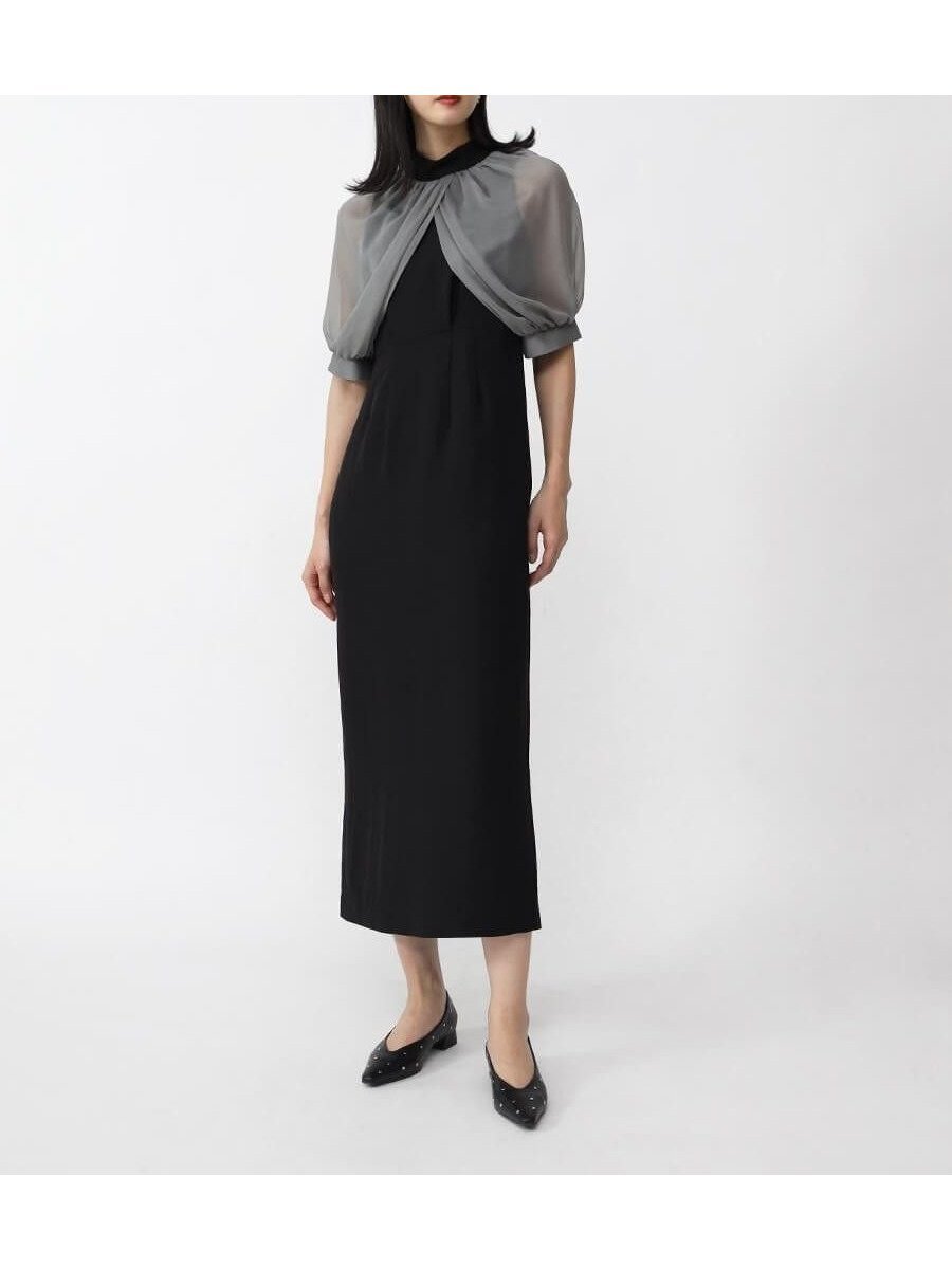 【ラシュッド/LASUD】のシフォンボレロワンピース インテリア・キッズ・メンズ・レディースファッション・服の通販 founy(ファニー) 　ファッション　Fashion　レディースファッション　Fashion for Women　アウター　Coat / Outerwear Collection　ボレロ・ショート丈ジャケット / ドレス羽織りに　Boleros & Short Jackets　コレクション　Collection, Seasonal Line　シフォン　Chiffon, Lightweight Fabric　シンプル　Simple, Minimal　ドッキング　Docking, Mixed Material　ボレロ　Bolero, Short Cardigan　エレガント 上品　Elegant　ブラック|ID: prp329100004602271 ipo3291000000032722779