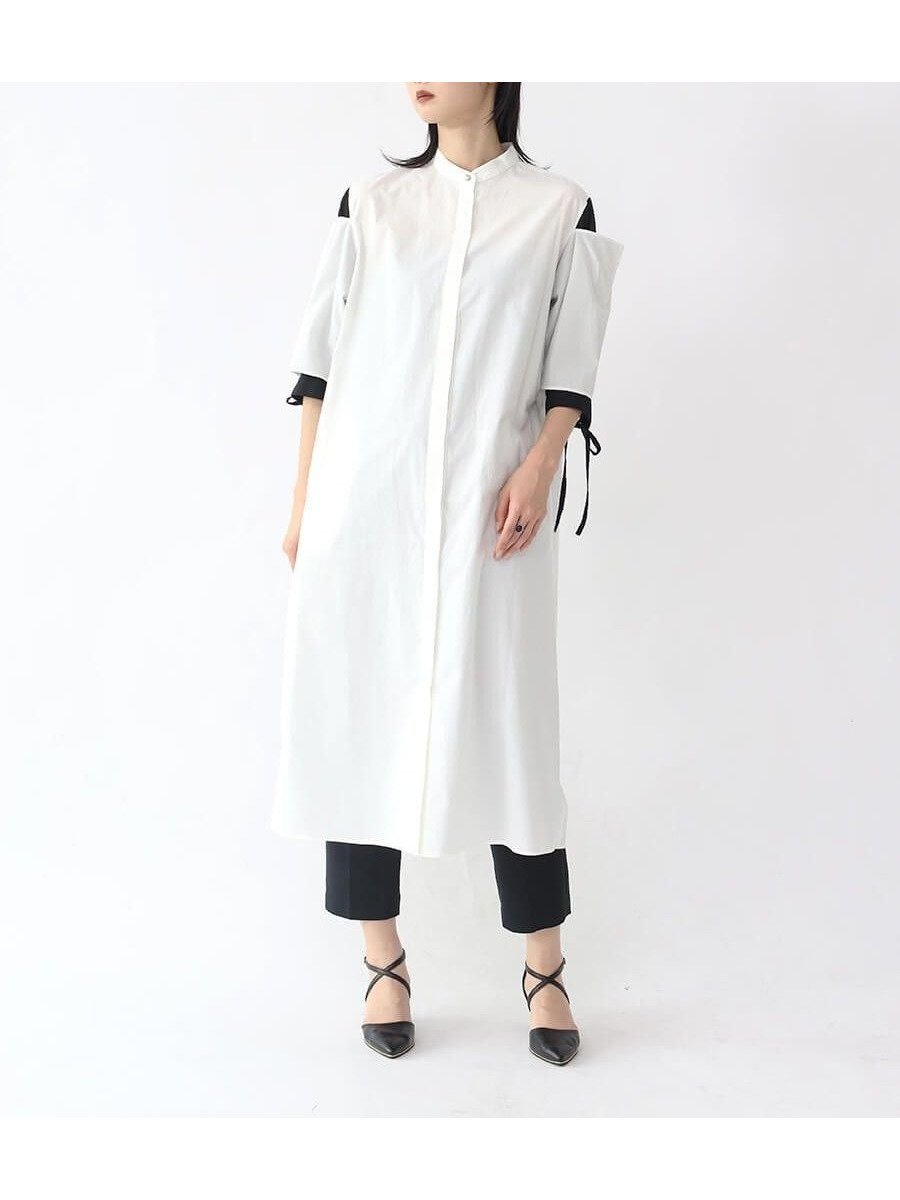 【ラシュッド/LASUD】のリボンデザインロングシャツワンピース インテリア・キッズ・メンズ・レディースファッション・服の通販 founy(ファニー) 　ファッション　Fashion　レディースファッション　Fashion for Women　ワンピース　Dresses　シャツワンピース / 1枚で着映えコーデ　Shirt Dresses　コレクション　Collection, Seasonal Line　フロント　Front, Front Design　リボン　Ribbon, Bow　エレガント 上品　Elegant　オフホワイト|ID: prp329100004602277 ipo3291000000032722894
