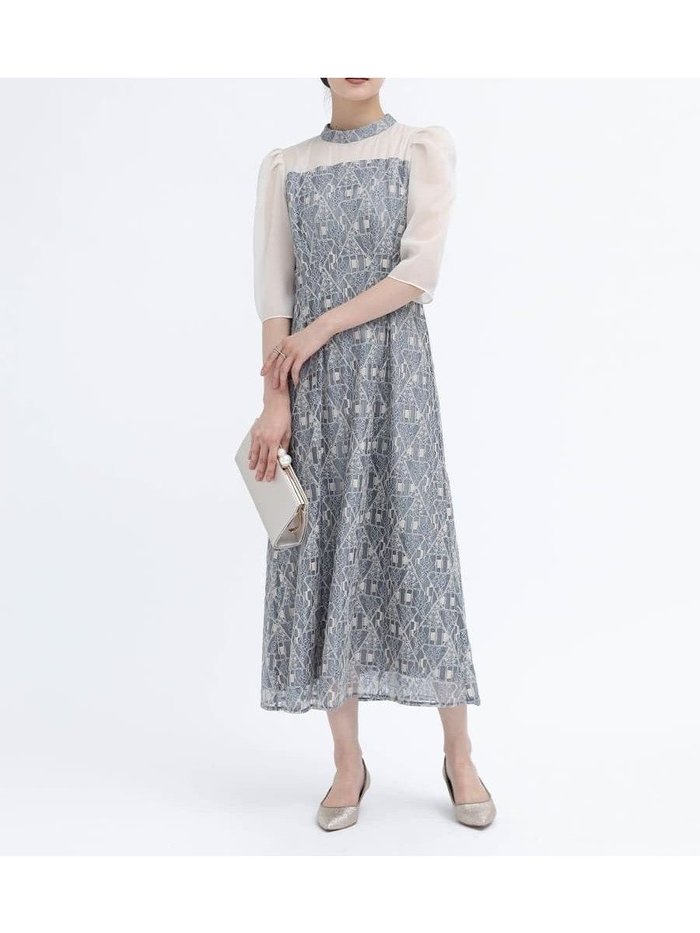 【ヴァン/Vin】のジオメトリックレースパフスリーブドレス インテリア・キッズ・メンズ・レディースファッション・服の通販 founy(ファニー) https://founy.com/ ファッション Fashion レディースファッション Fashion for Women ワンピース Dresses フォーマル・パーティードレス・結婚式用ドレス Elegant & Casual Dresses シアー Sheer, See-Through デコルテ Décolleté, Neckline ドレス Dress, One-Piece フレア Flare, Flared モチーフ Motif, Design Theme リボン Ribbon, Bow レース Lace, Lace Fabric エレガント 上品 Elegant 切替 Switching, Contrast Panel |ID: prp329100004602292 ipo3291000000032723213