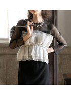 【ラシュッド/LASUD】のギャザービスチェライクモノトーンドレス シロクロ|ID: prp329100004602302 ipo3291000000032723308