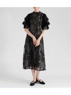 【ラシュッド/LASUD】のフリルスリーブチュール刺繍ドレス ブラック|ID: prp329100004602303 ipo3291000000032723318
