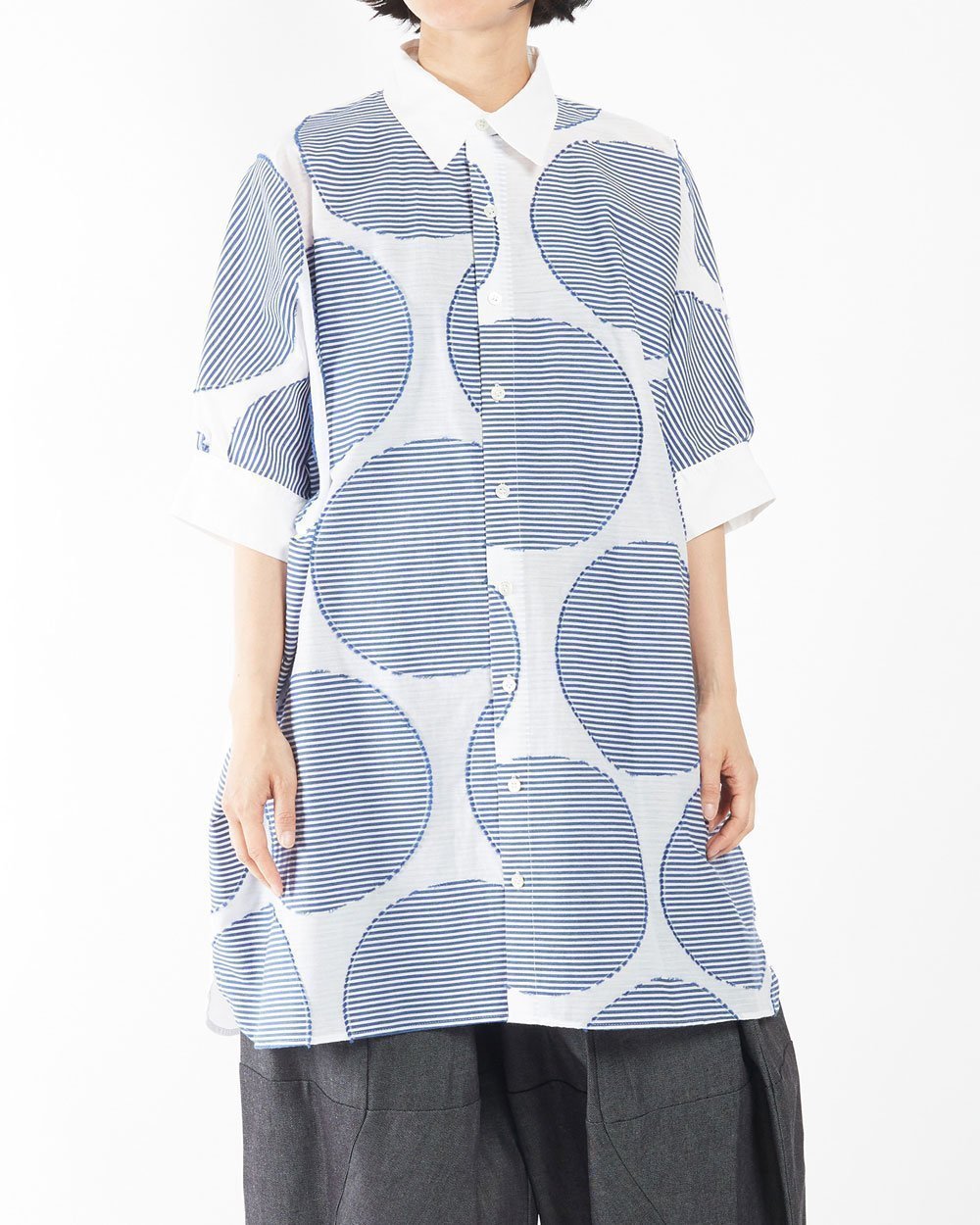 【ゴム/gomme】のドットボーダーJQ スクエアブラウス 人気、トレンドファッション・服の通販 founy(ファニー) 　ファッション　Fashion　レディースファッション　Fashion for Women　トップス・カットソー　Cut & Sew Tops　シャツ・ブラウス・オフィスカジュアル　Elegant Blouses & Button-Ups　エレガント 上品　Elegant　スクエア　Square, Square Shape　セットアップ　Set-Up, Coordinated Outfit　ドット　Polka Dot, Dot Pattern　ボトム　Bottoms, Lower Wear　ボーダー　Border, Stripe　ポケット　Pocket, Pocket Detail　羽織　Haori, Light Jacket　 other-1|ID: prp329100004602305 ipo3291000000032723357